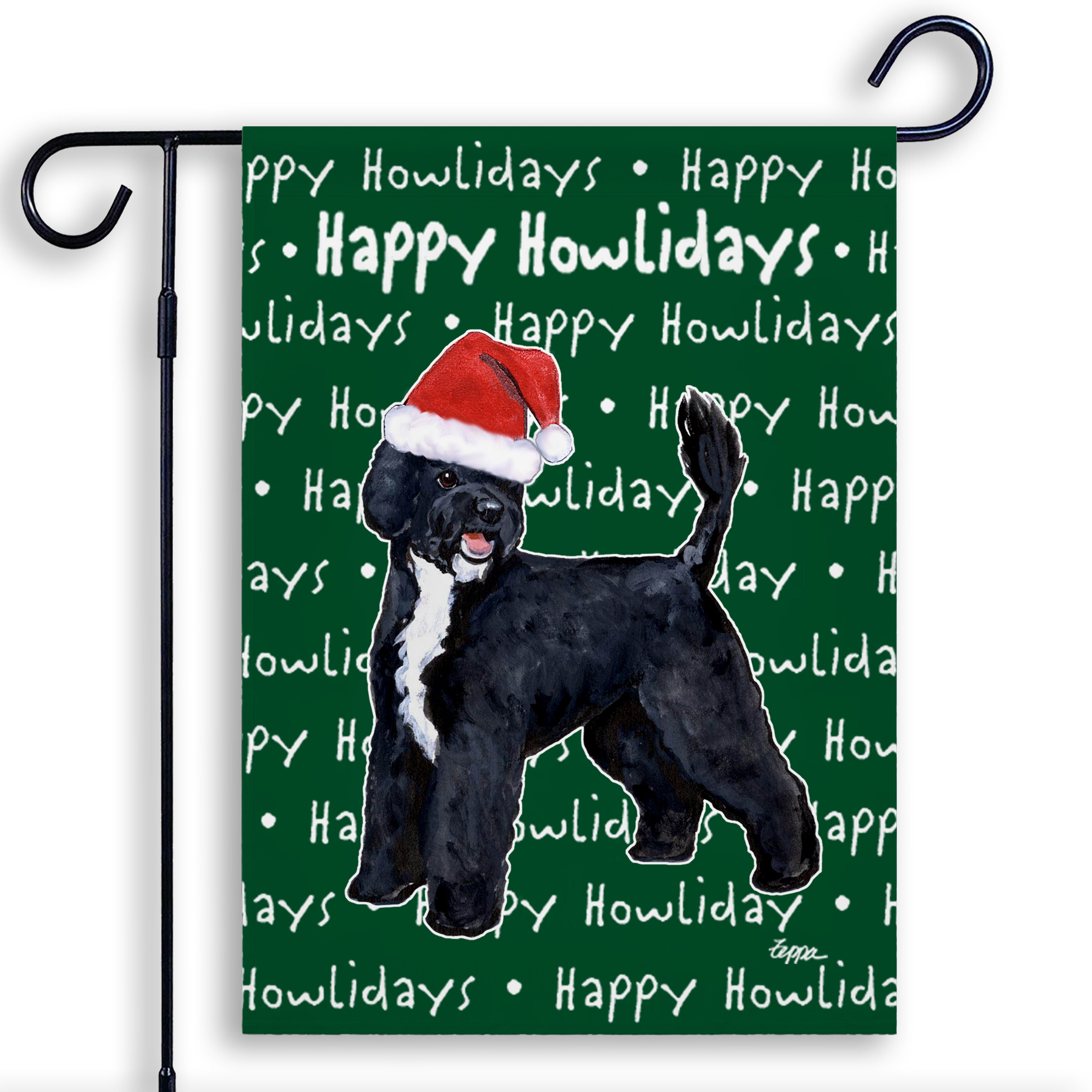 Portuguese Water Dog Black Christmas Garden Flag