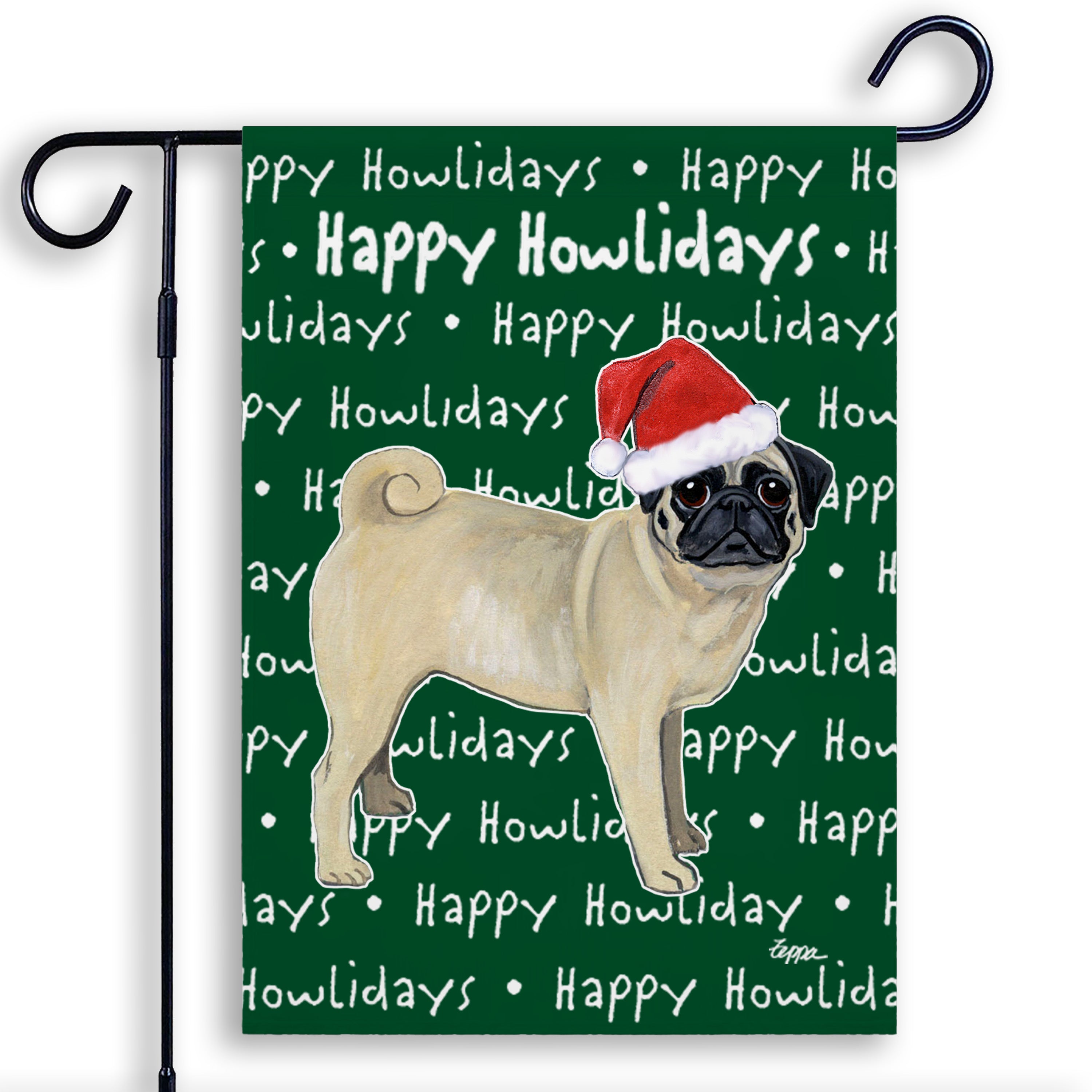 Pug Christmas Garden Flag