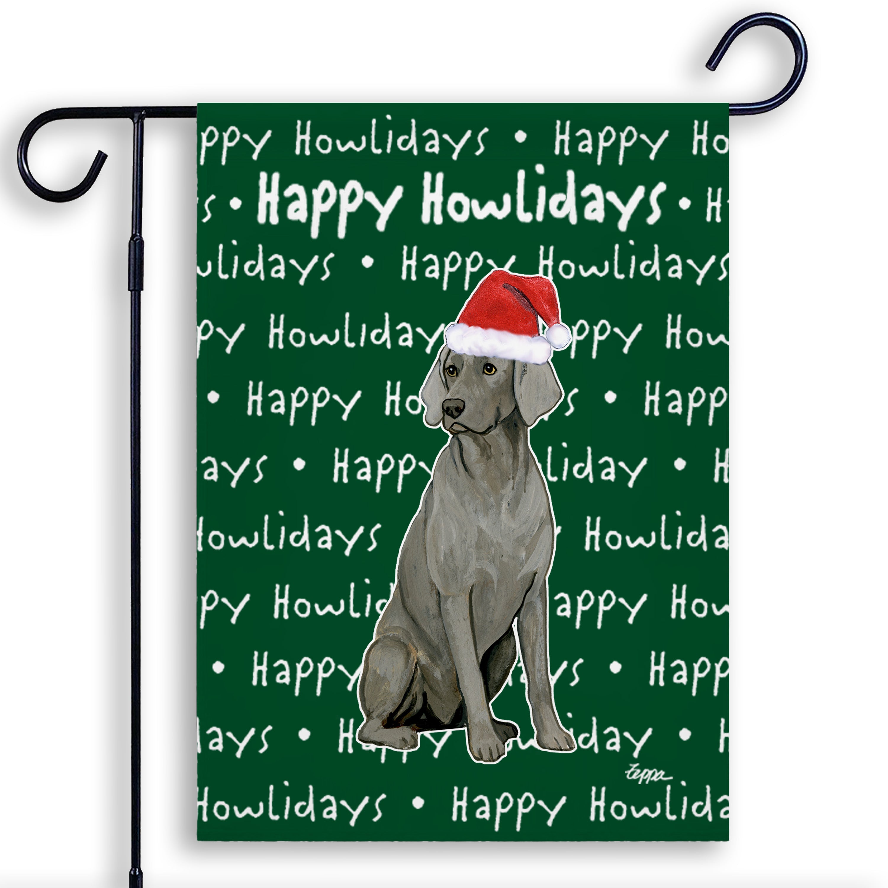 Weimaraner Sitting Christmas Garden Flag