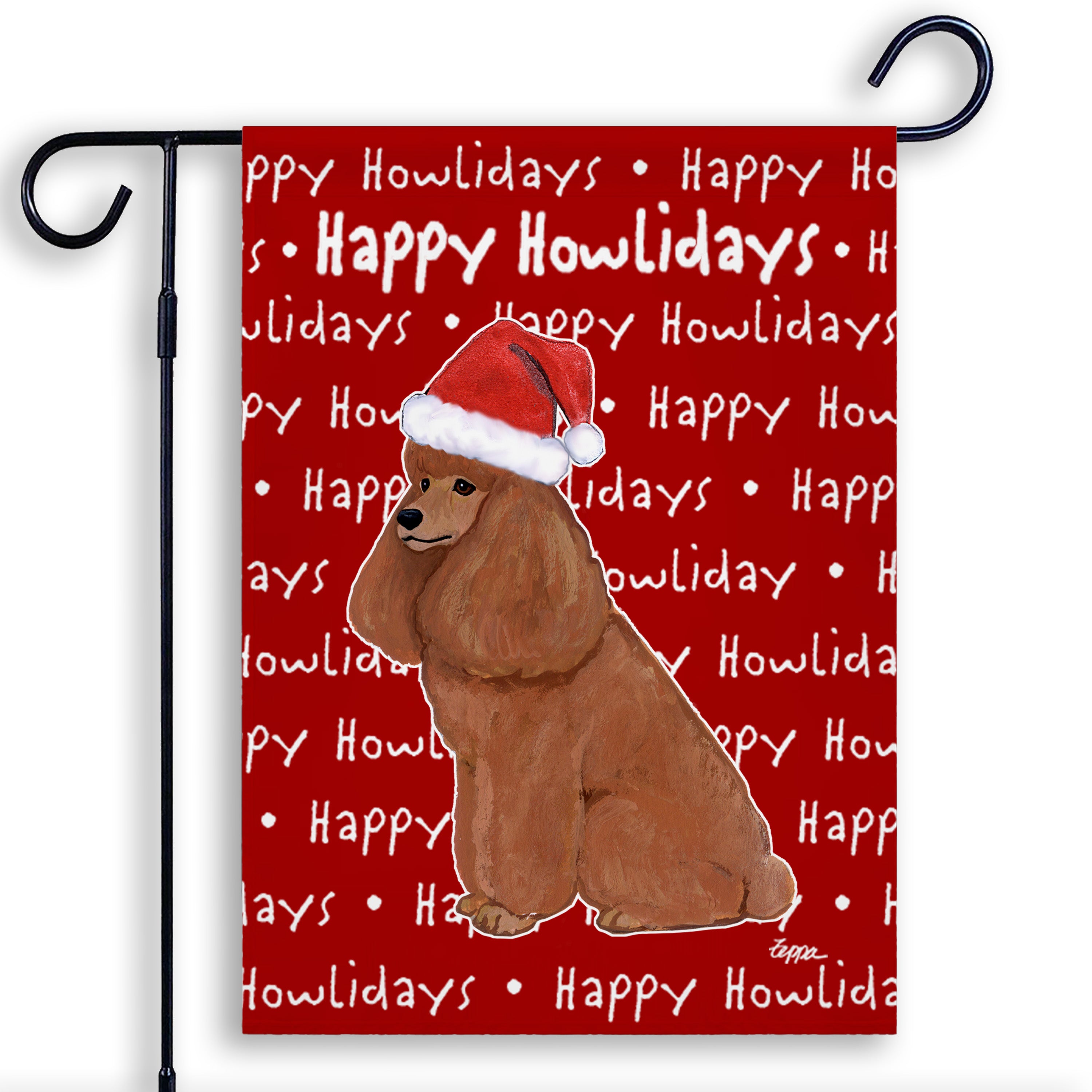 Poodle Christmas Garden Flag