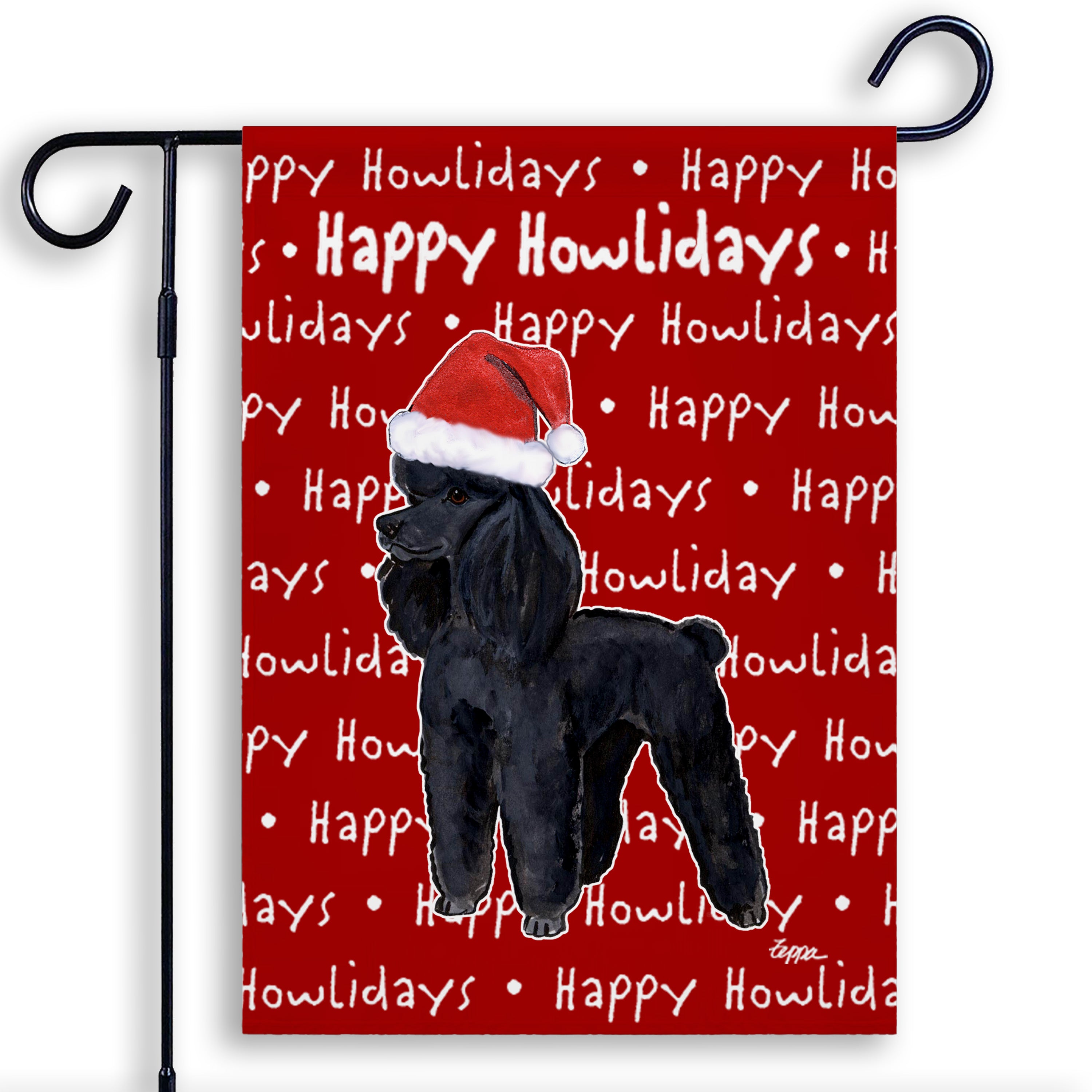 Poodle Christmas Garden Flag