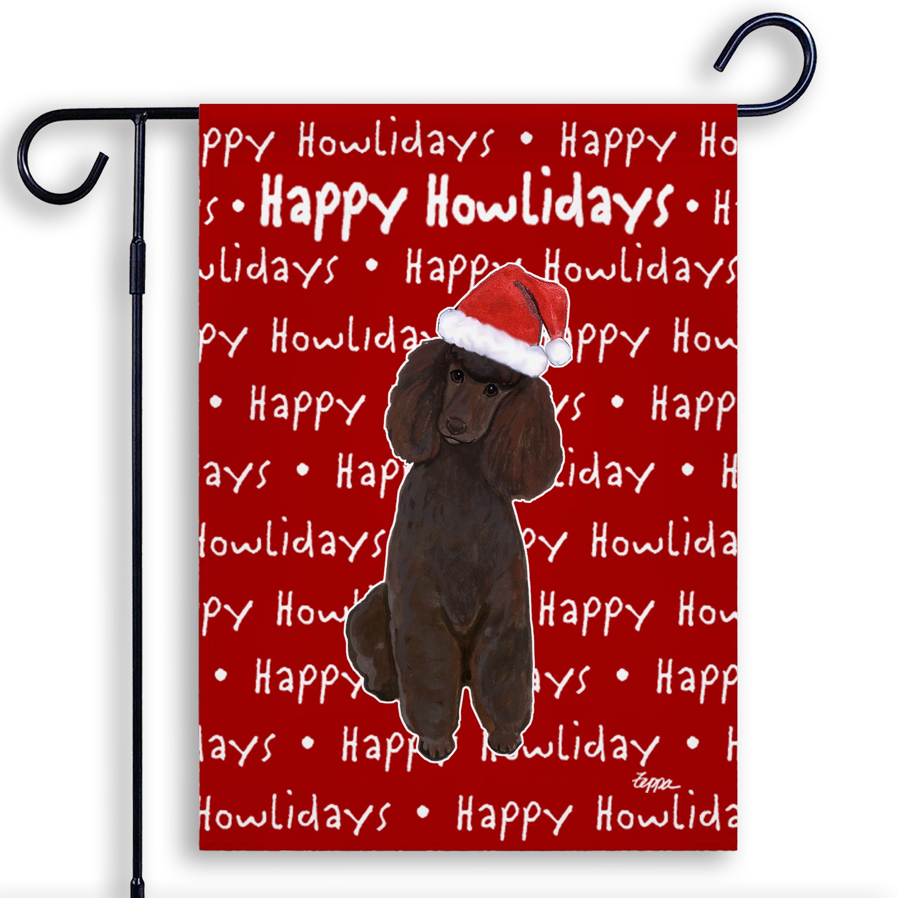 Poodle Christmas Garden Flag