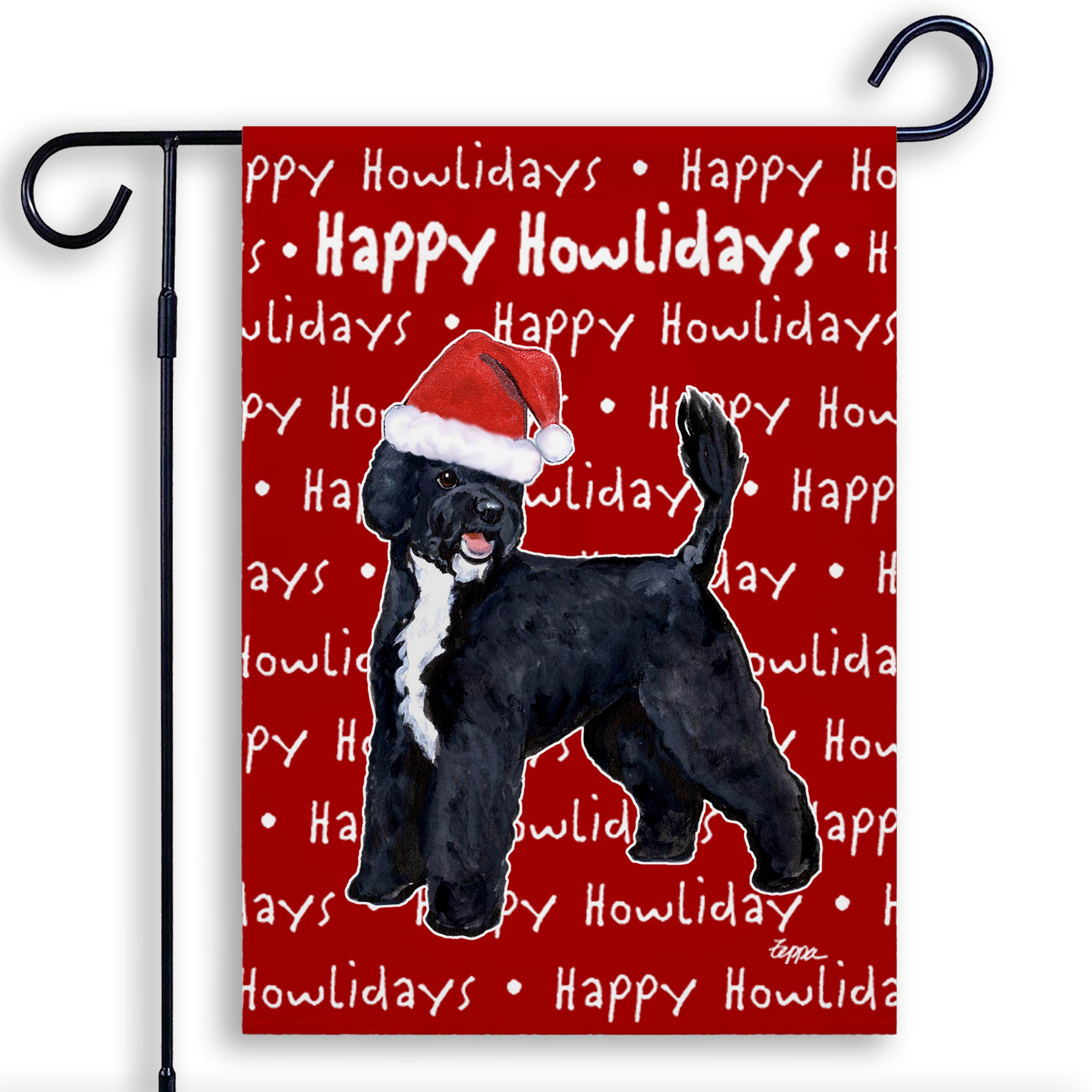Portuguese Water Dog Black Christmas Garden Flag