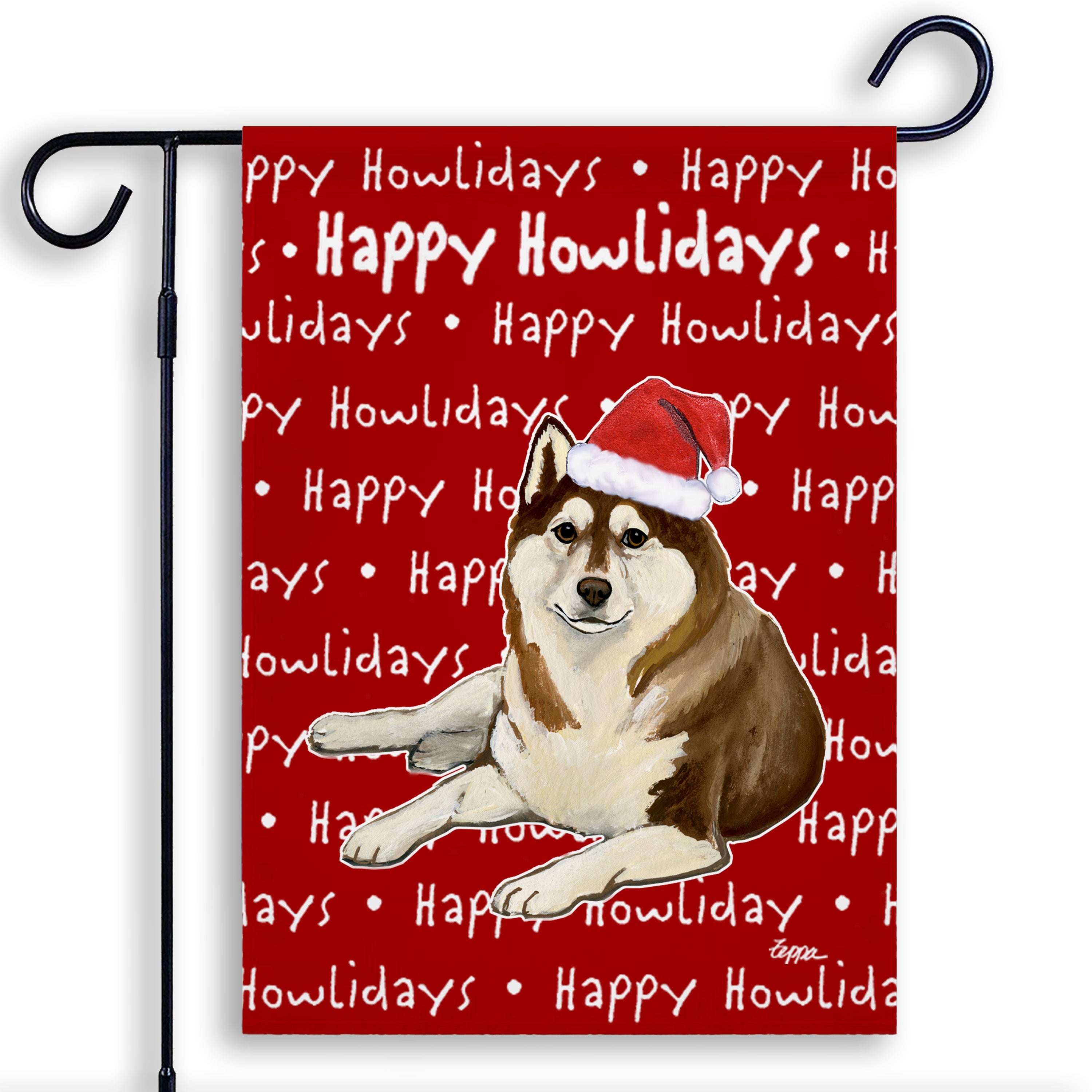 Siberian Husky Christmas Garden Flag
