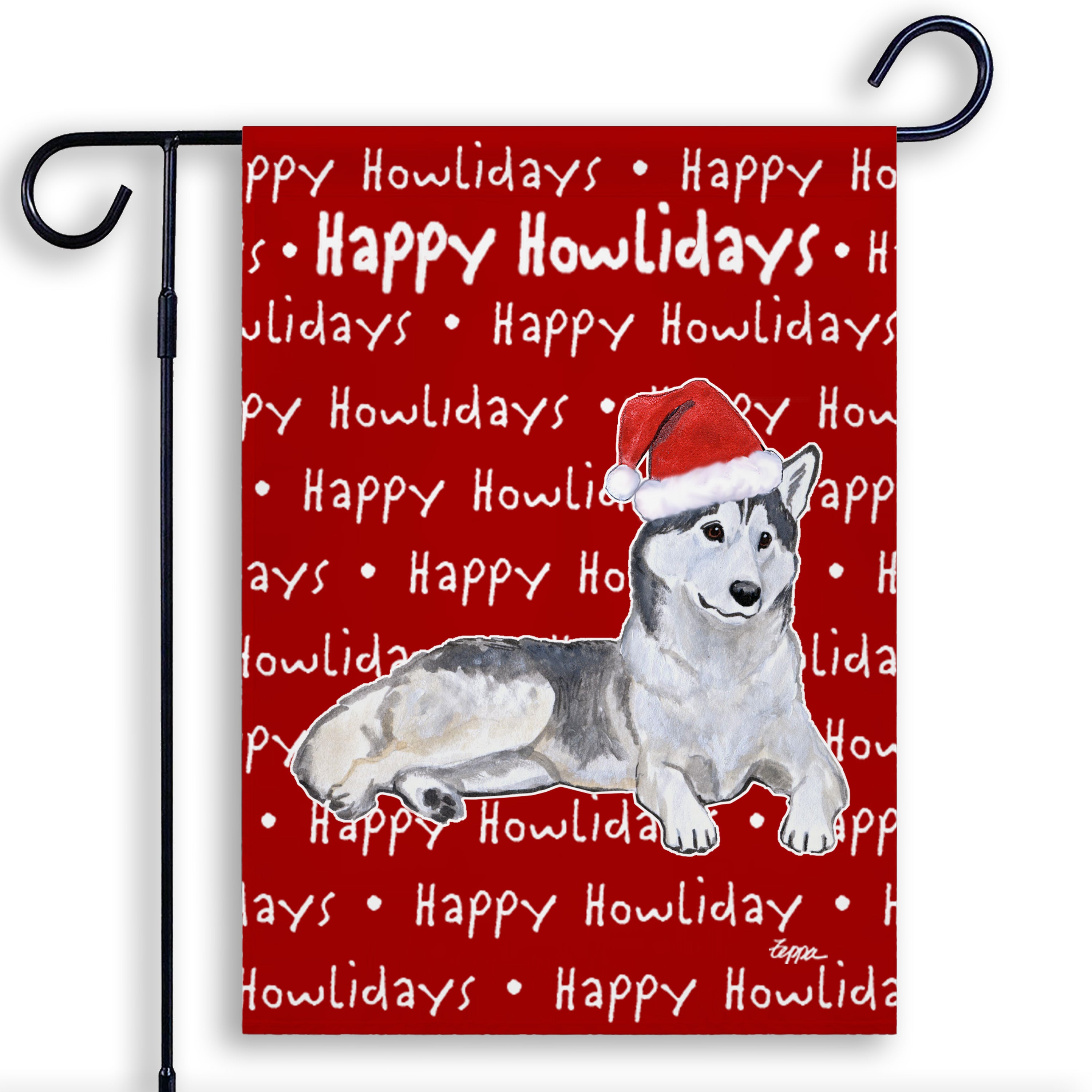 Siberian Husky Christmas Garden Flag