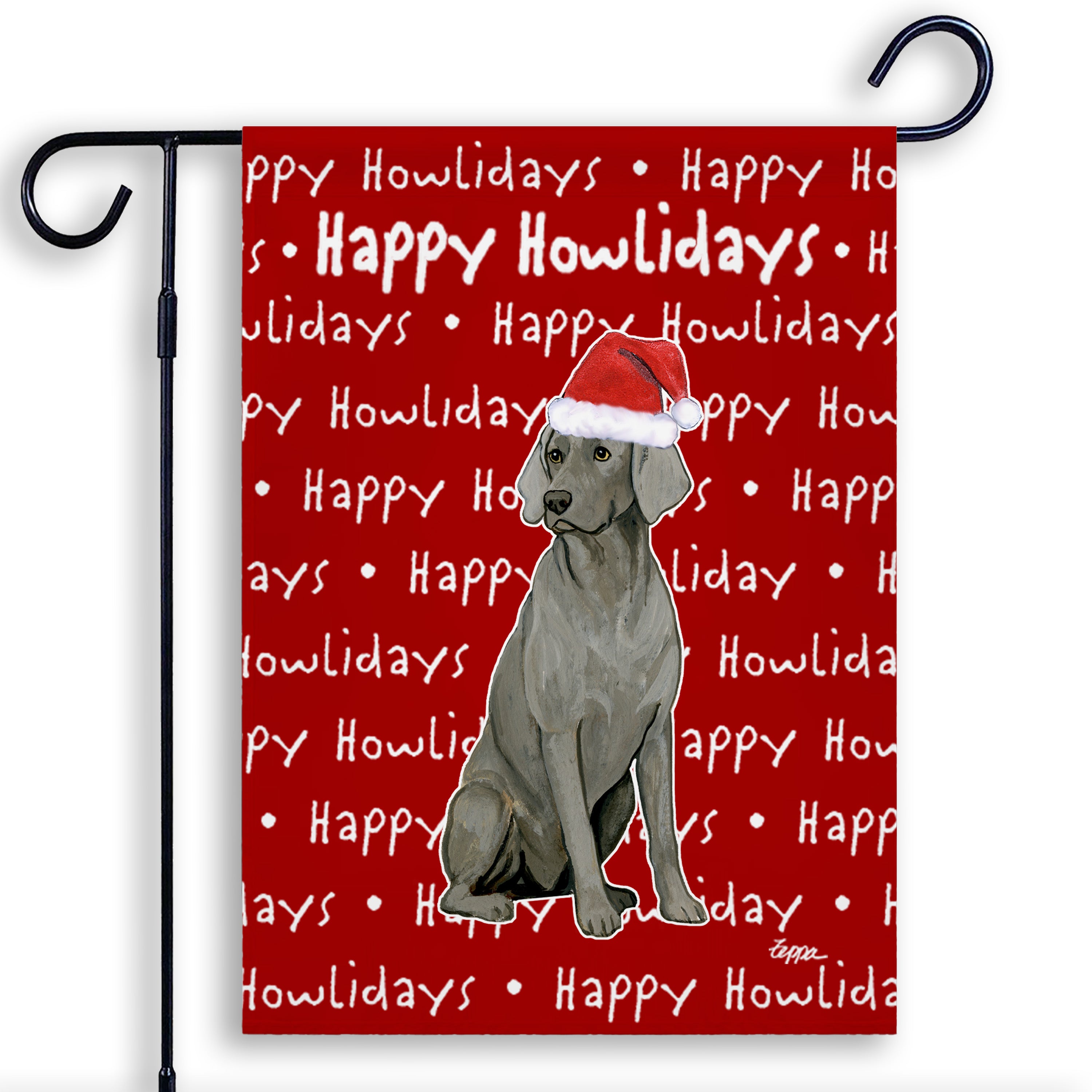 Weimaraner Sitting Christmas Garden Flag