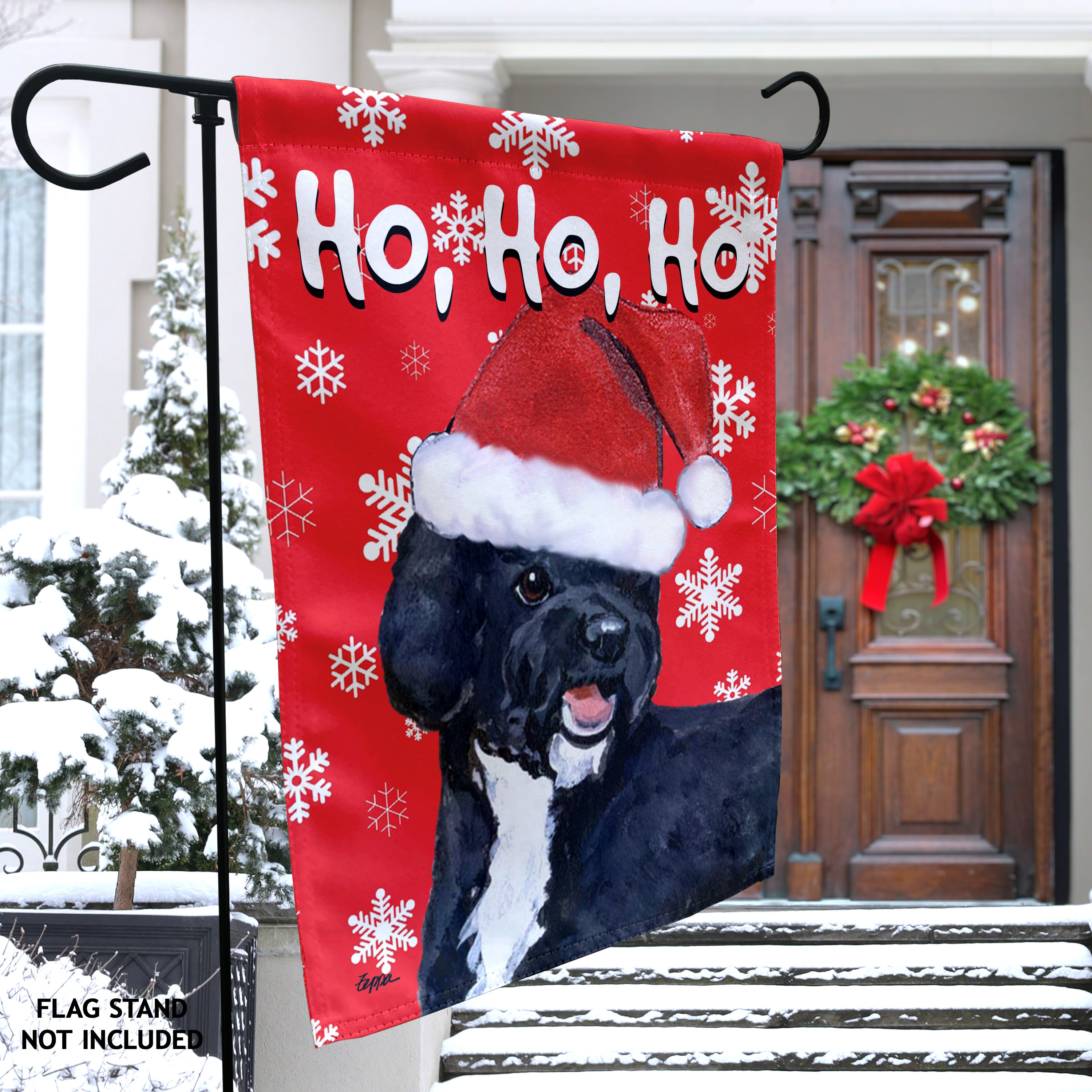 Portuguese Water Dog Black Christmas Garden Flag