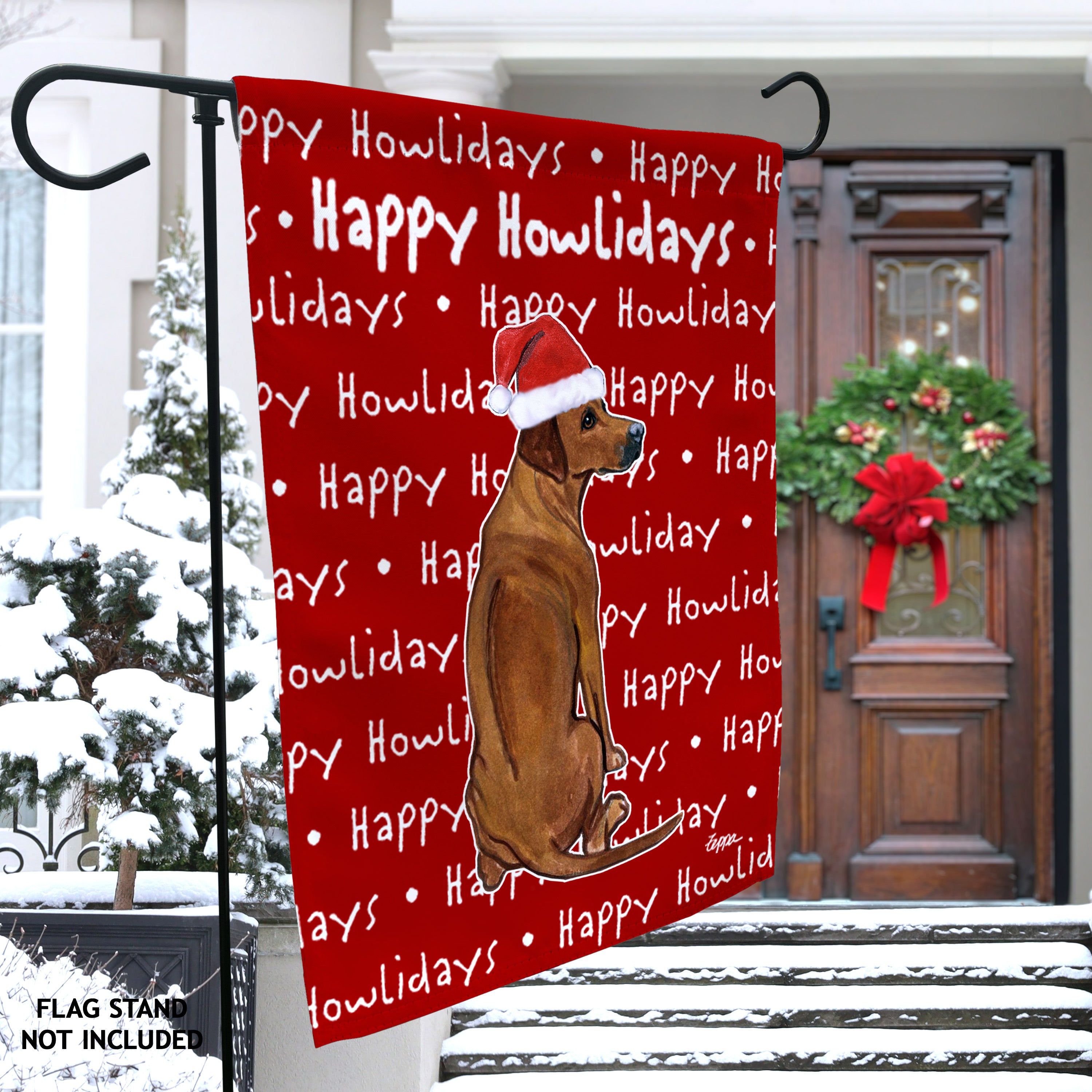 Rhodesian Ridgeback Christmas Garden Flag