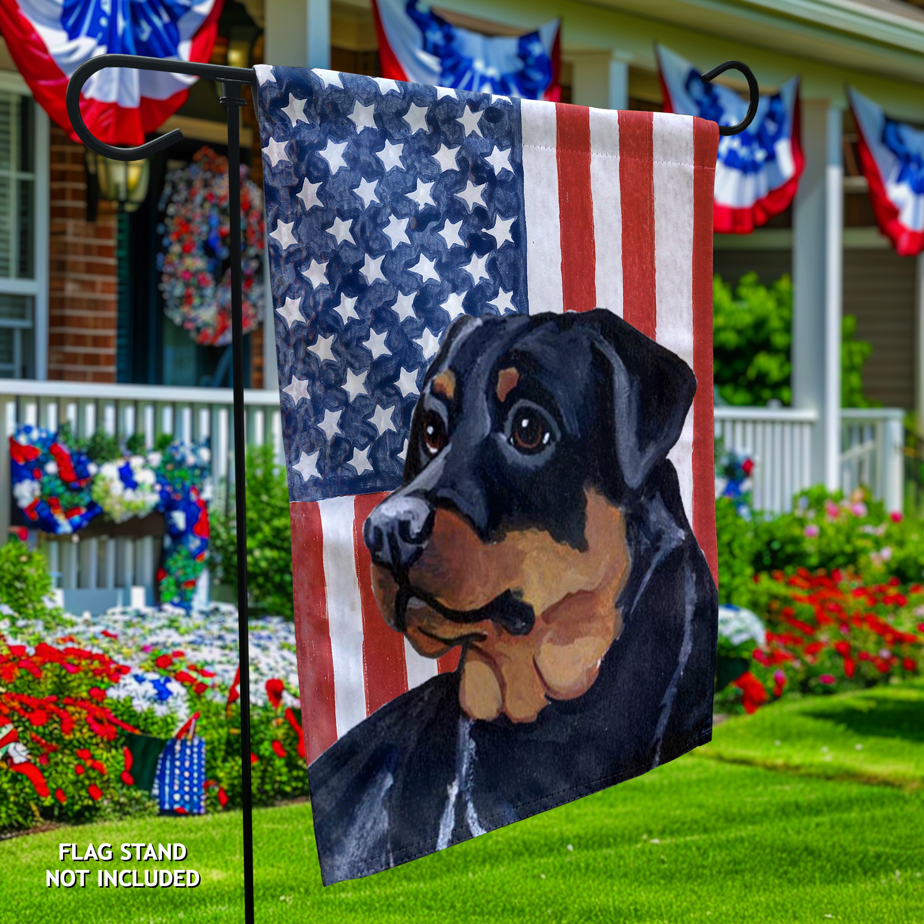 Rottweiler Americana Garden Flag