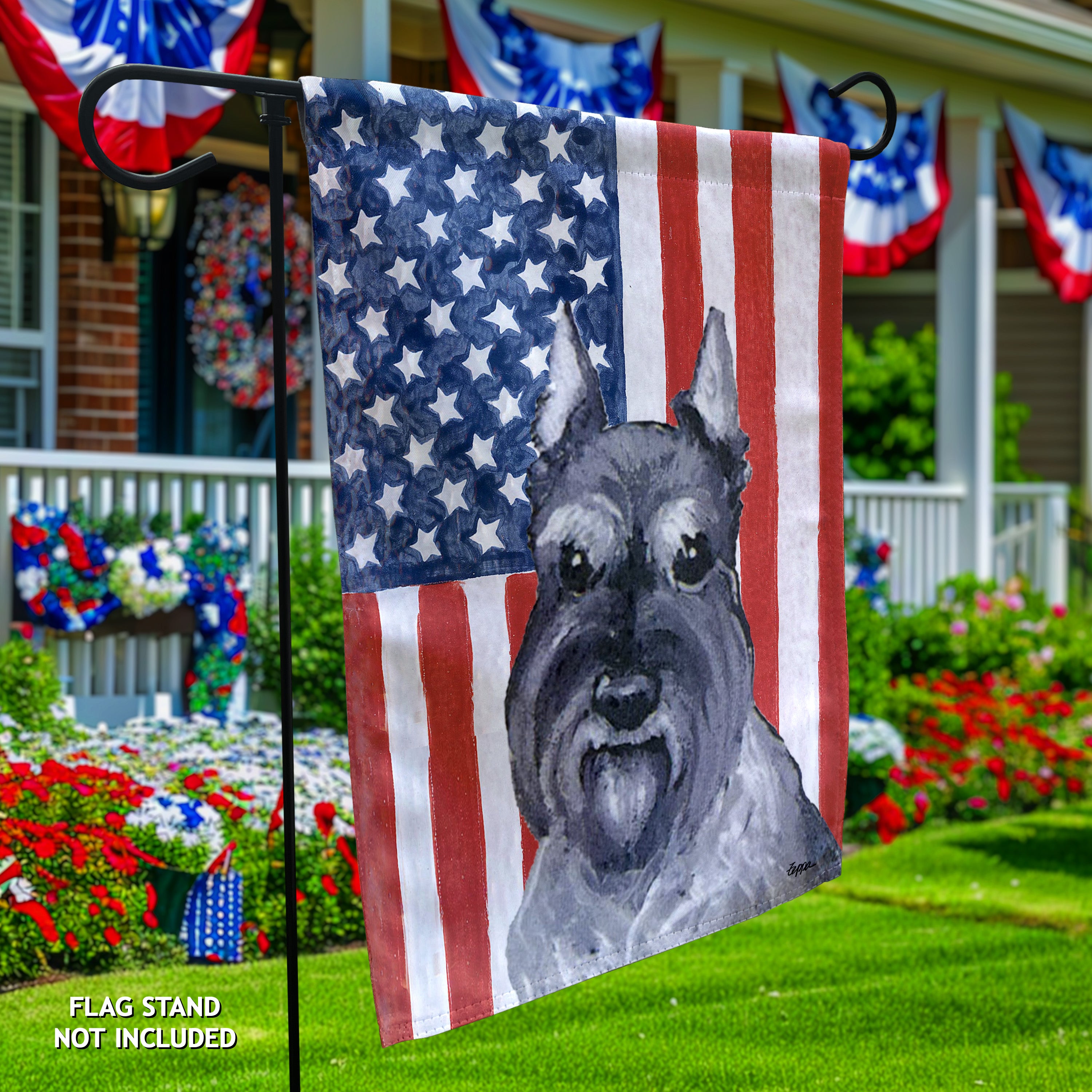 Schnauzer Miniature Americana Garden Flag