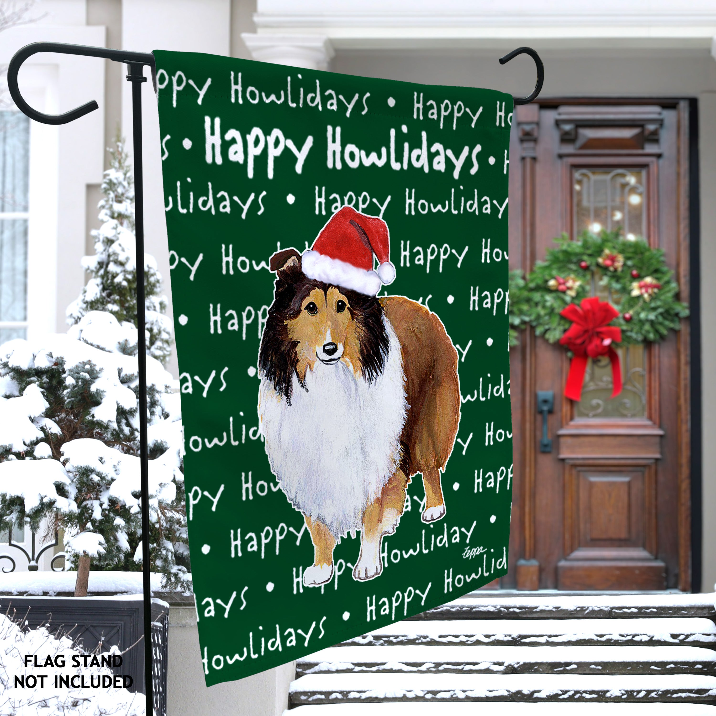 Shetland Sheepdog Christmas Garden Flag