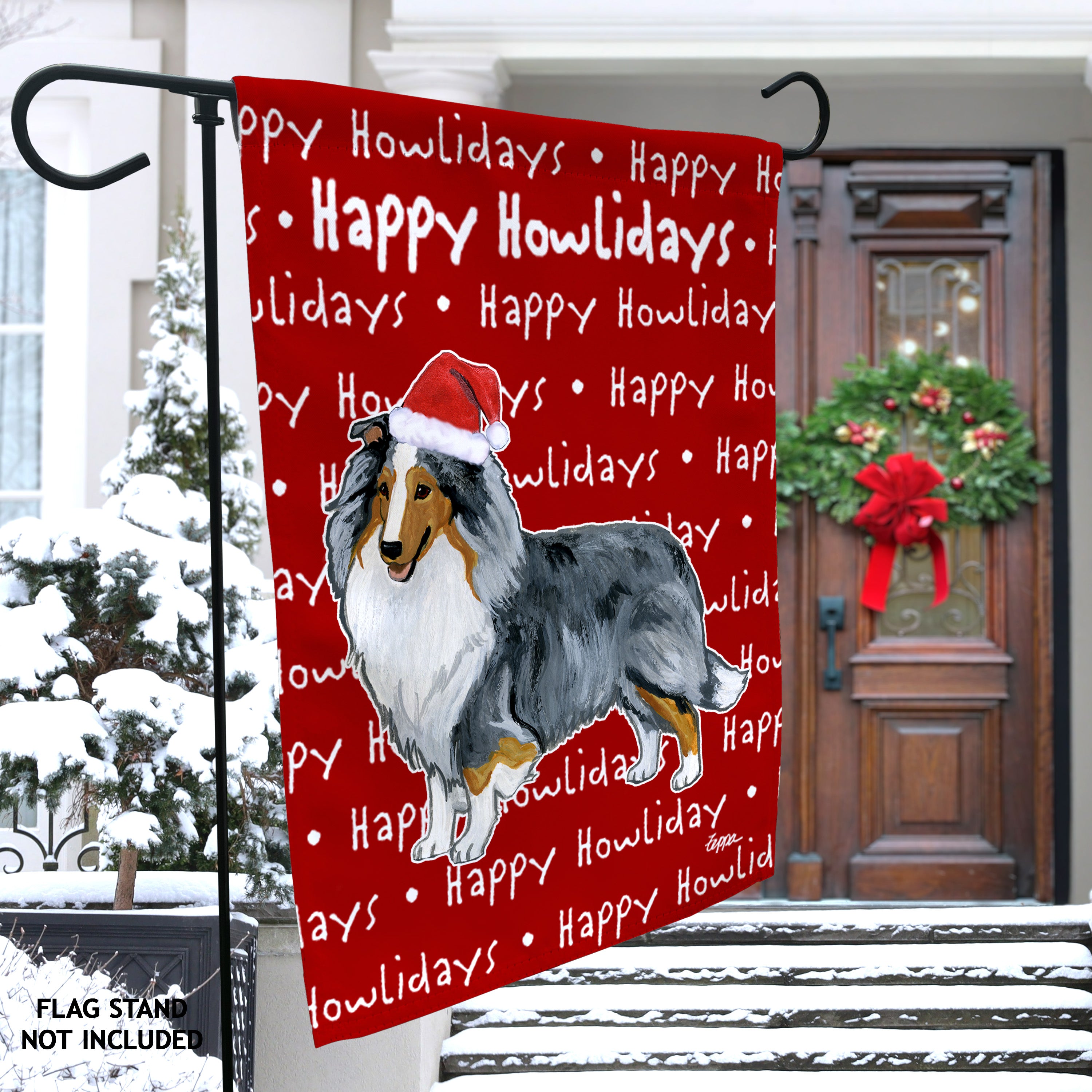 Shetland Sheepdog Christmas Garden Flag