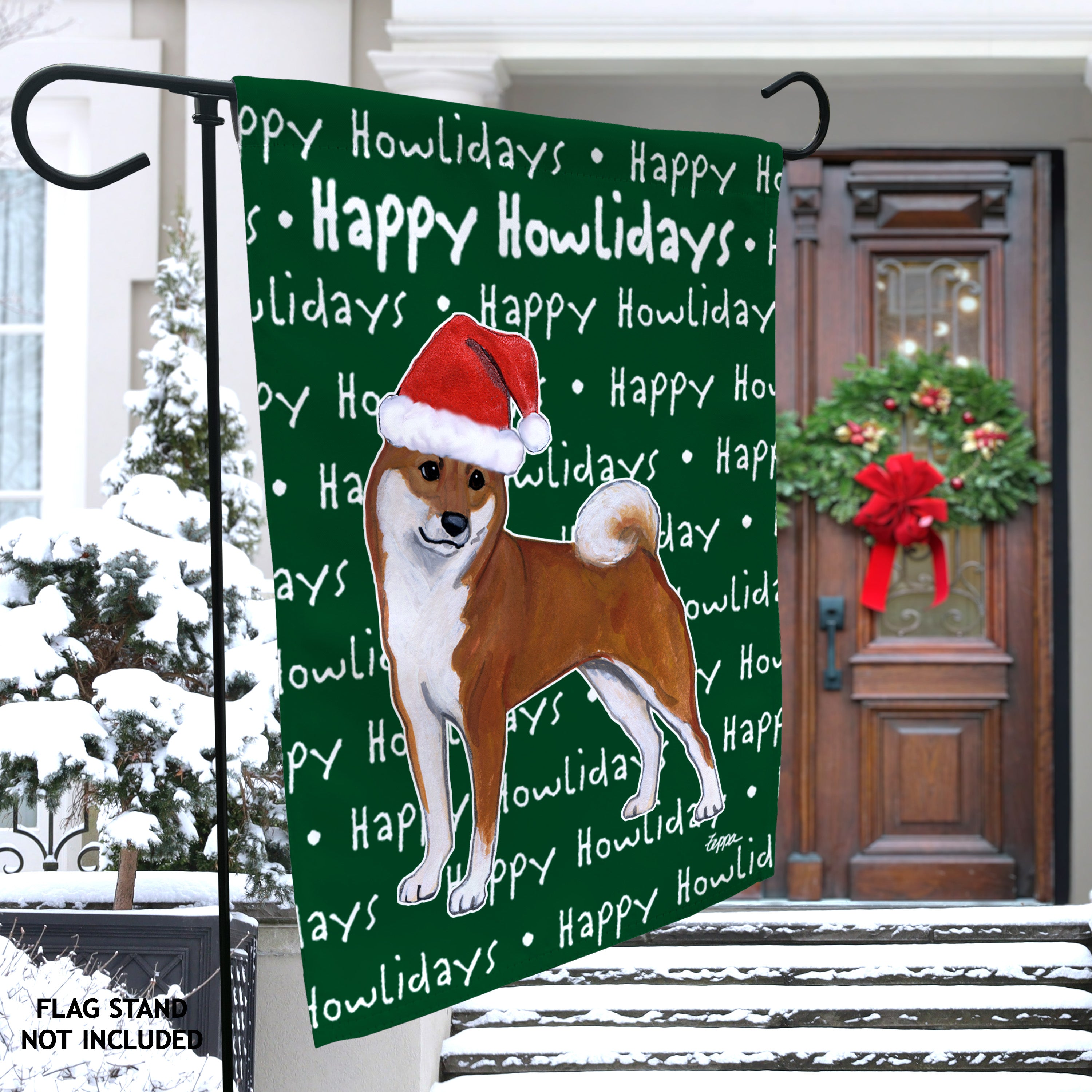 Shiba Inu Christmas Garden Flag