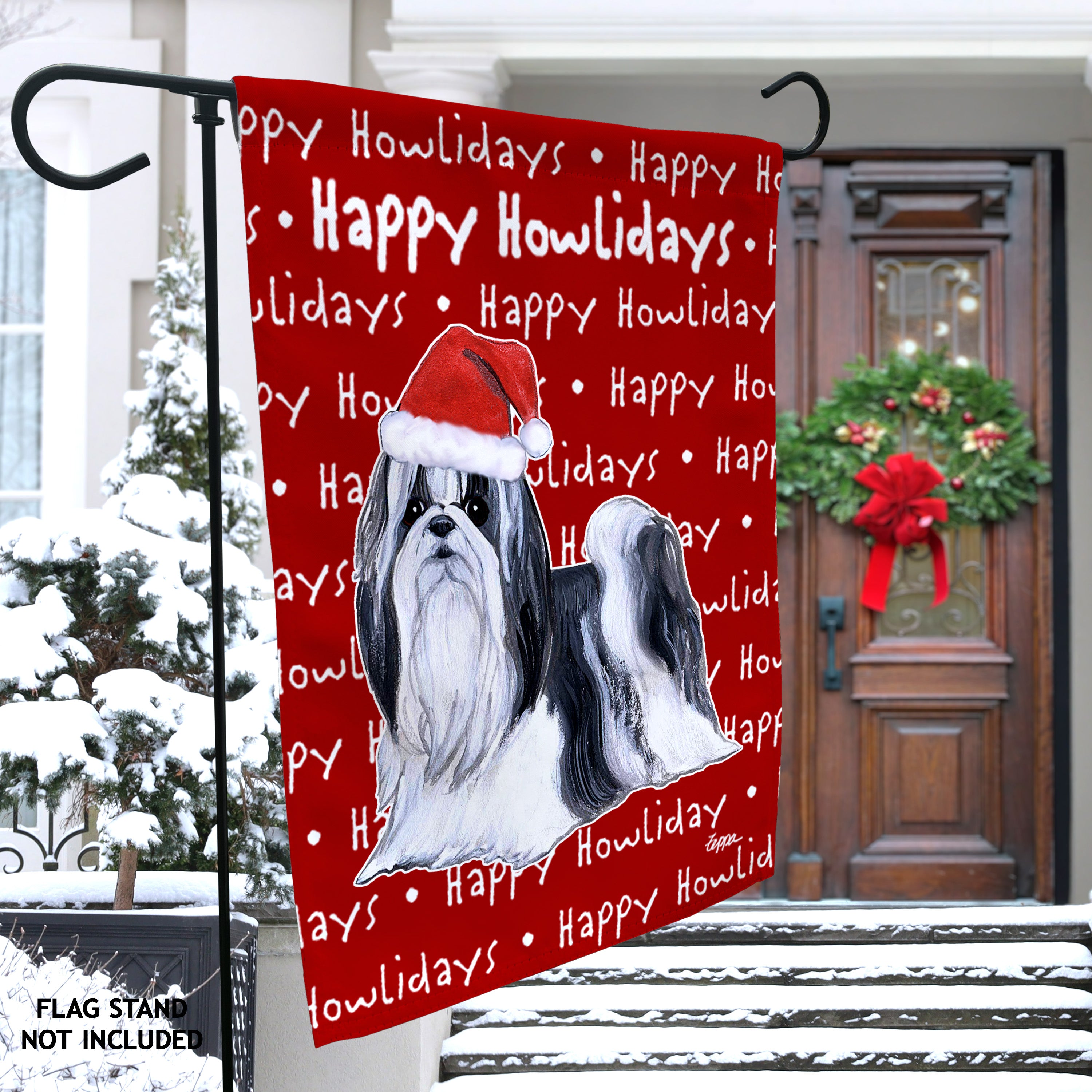 Shih Tzu Christmas Garden Flag
