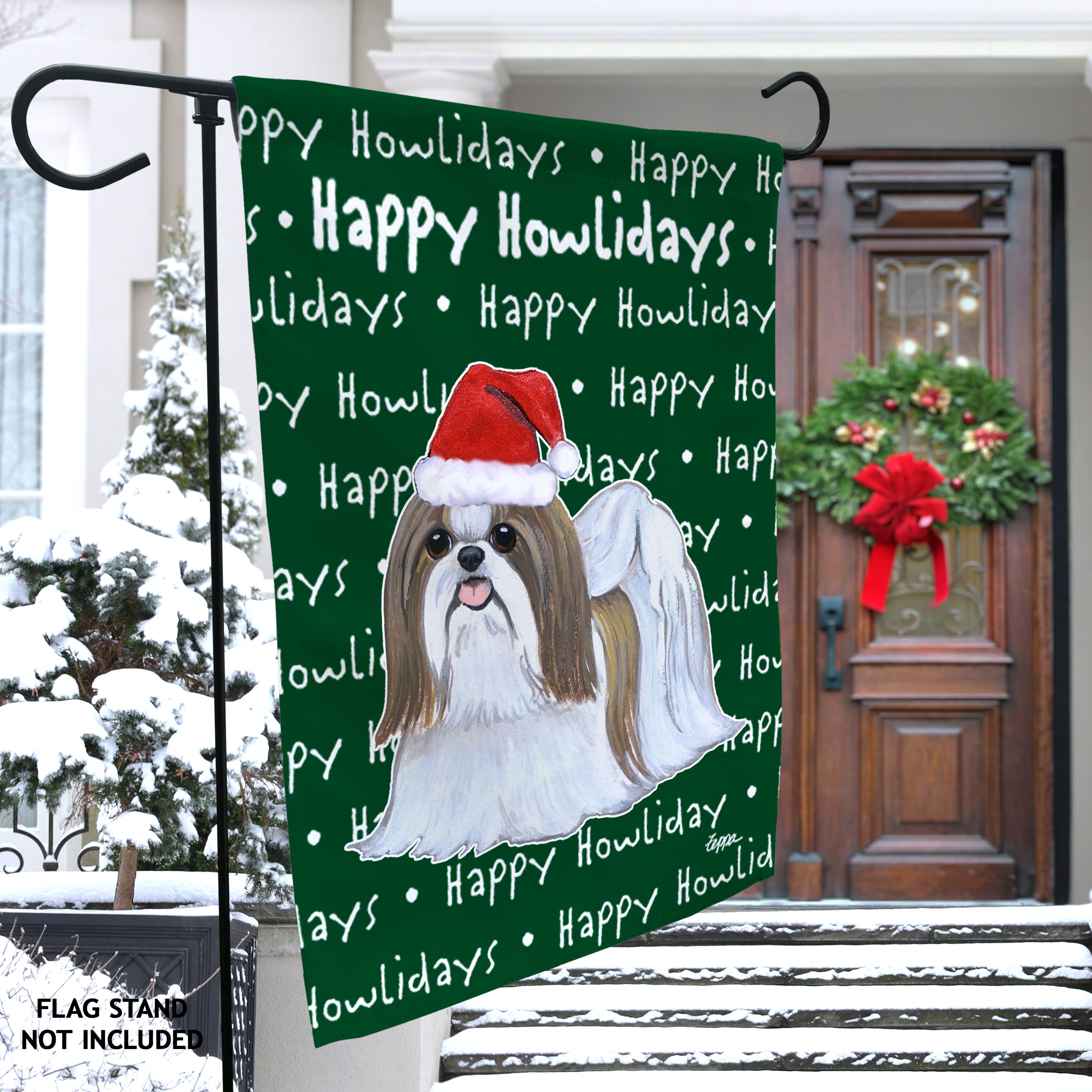 Shih Tzu Christmas Garden Flag