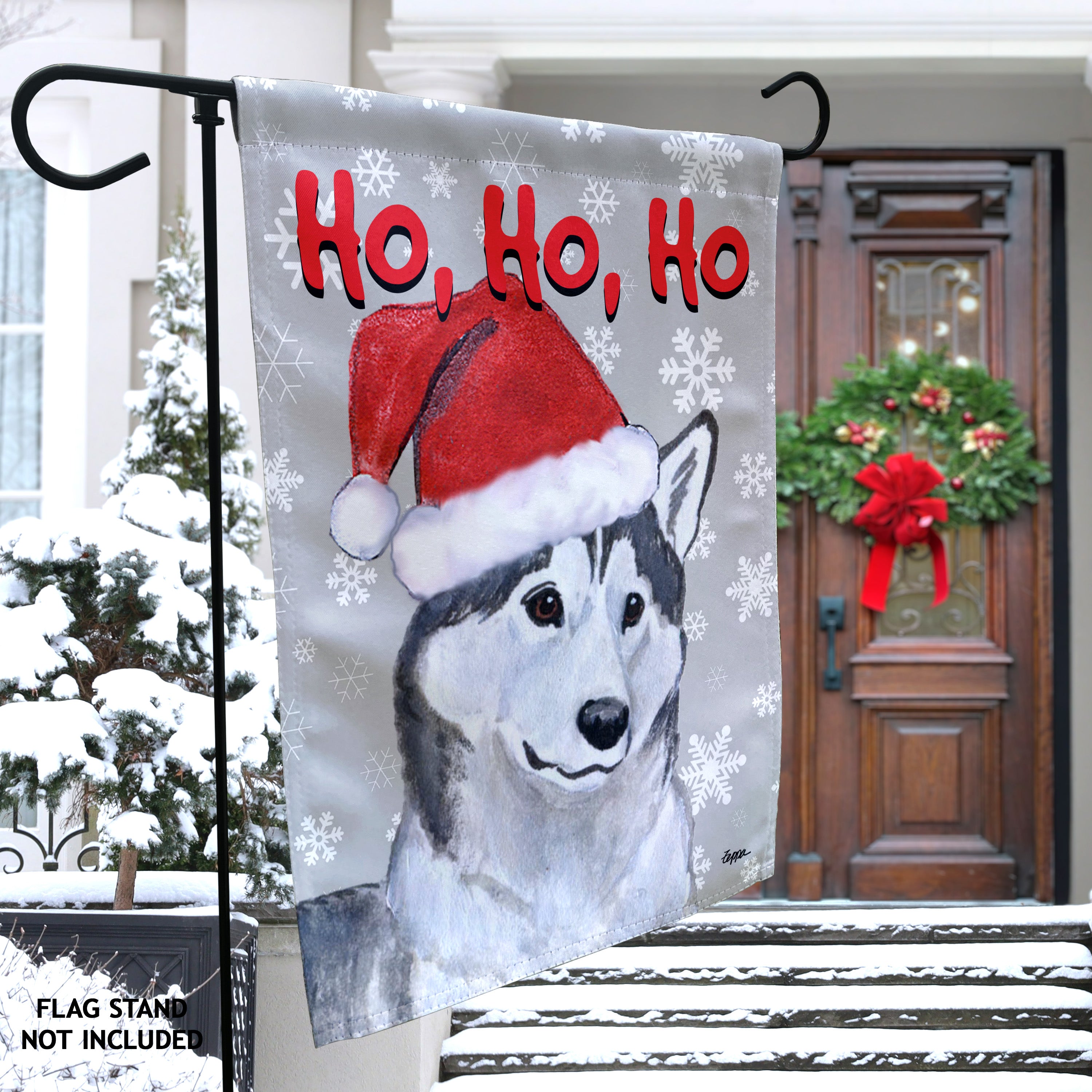 Siberian Husky Christmas Garden Flag
