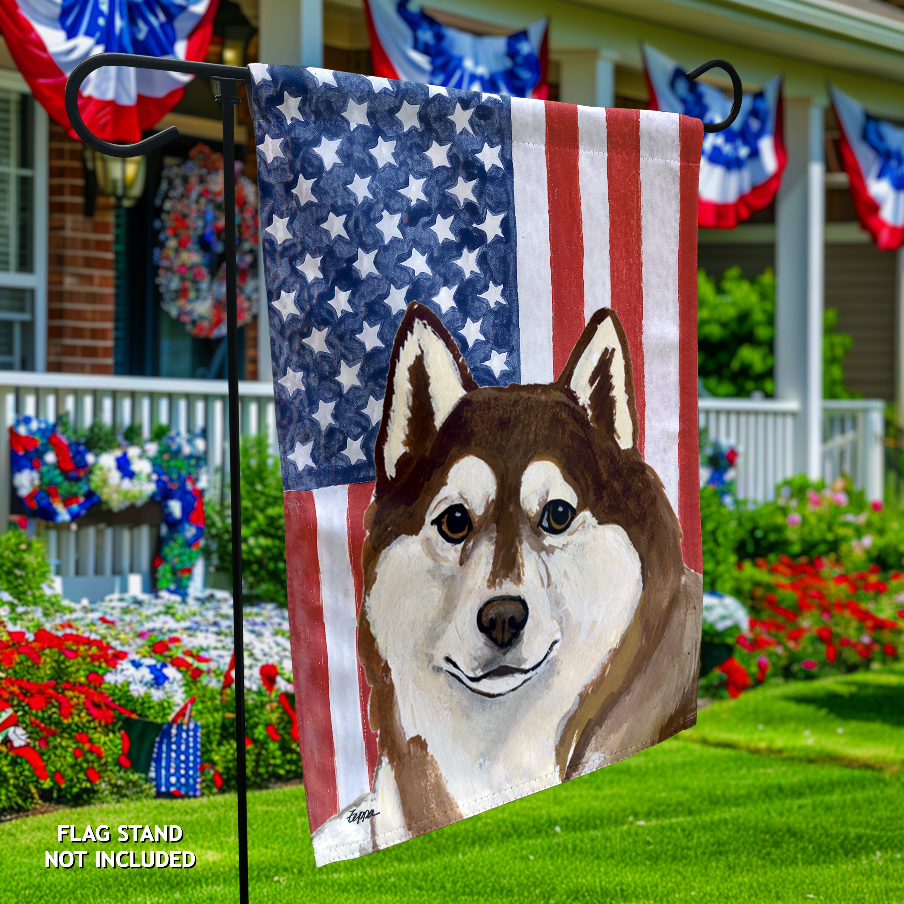 Siberian Husky Americana Garden Flag