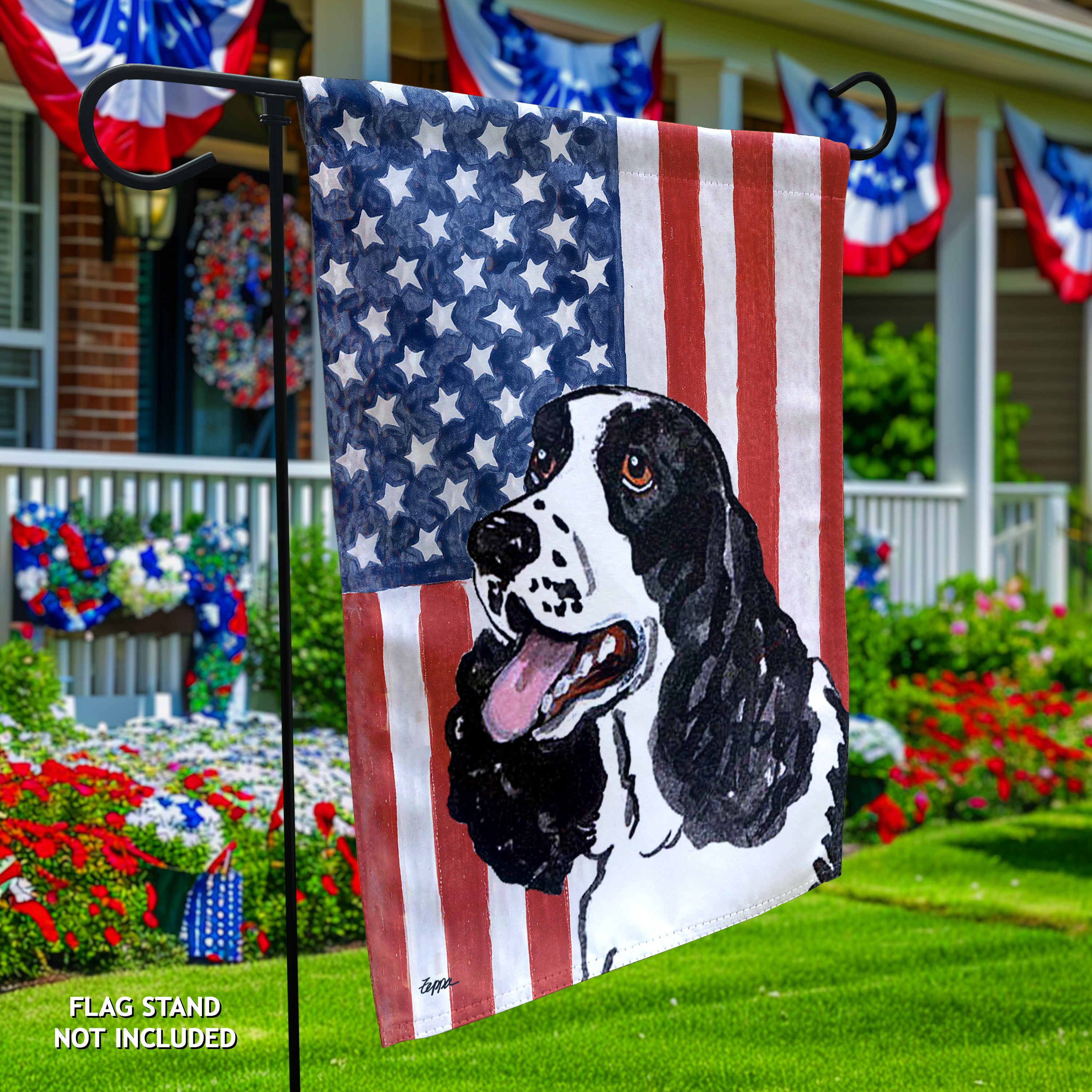 Springer Spaniel Americana Garden Flag