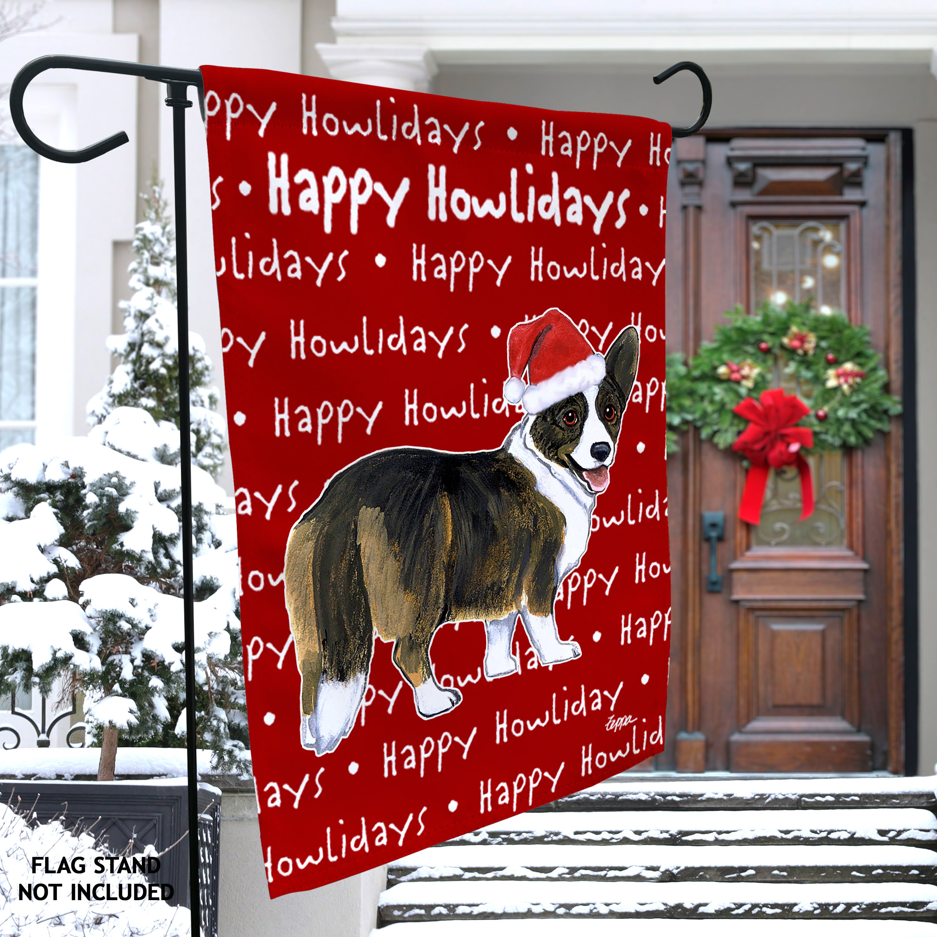 Welsh Corgi Cardigan  Christmas Garden Flag
