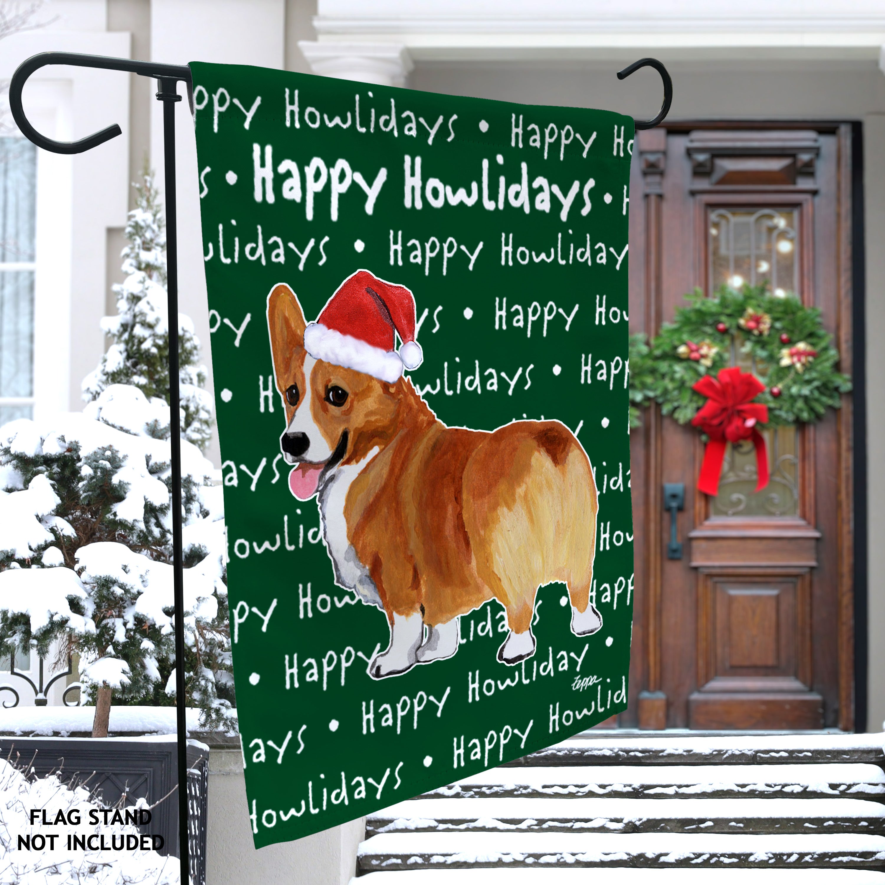 Welsh Corgi Pembroke Christmas Garden Flag