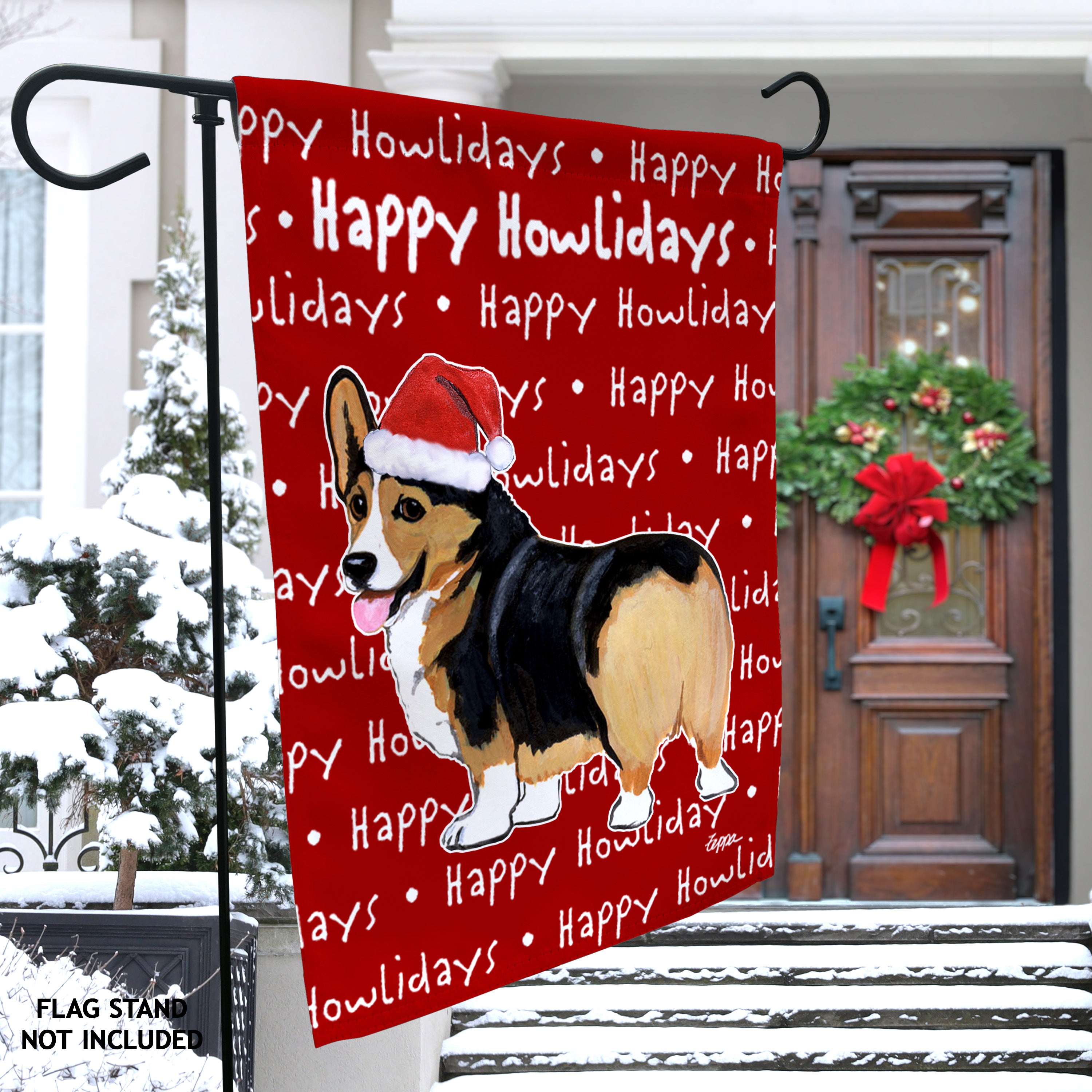 Welsh Corgi Pembroke Christmas Garden Flag