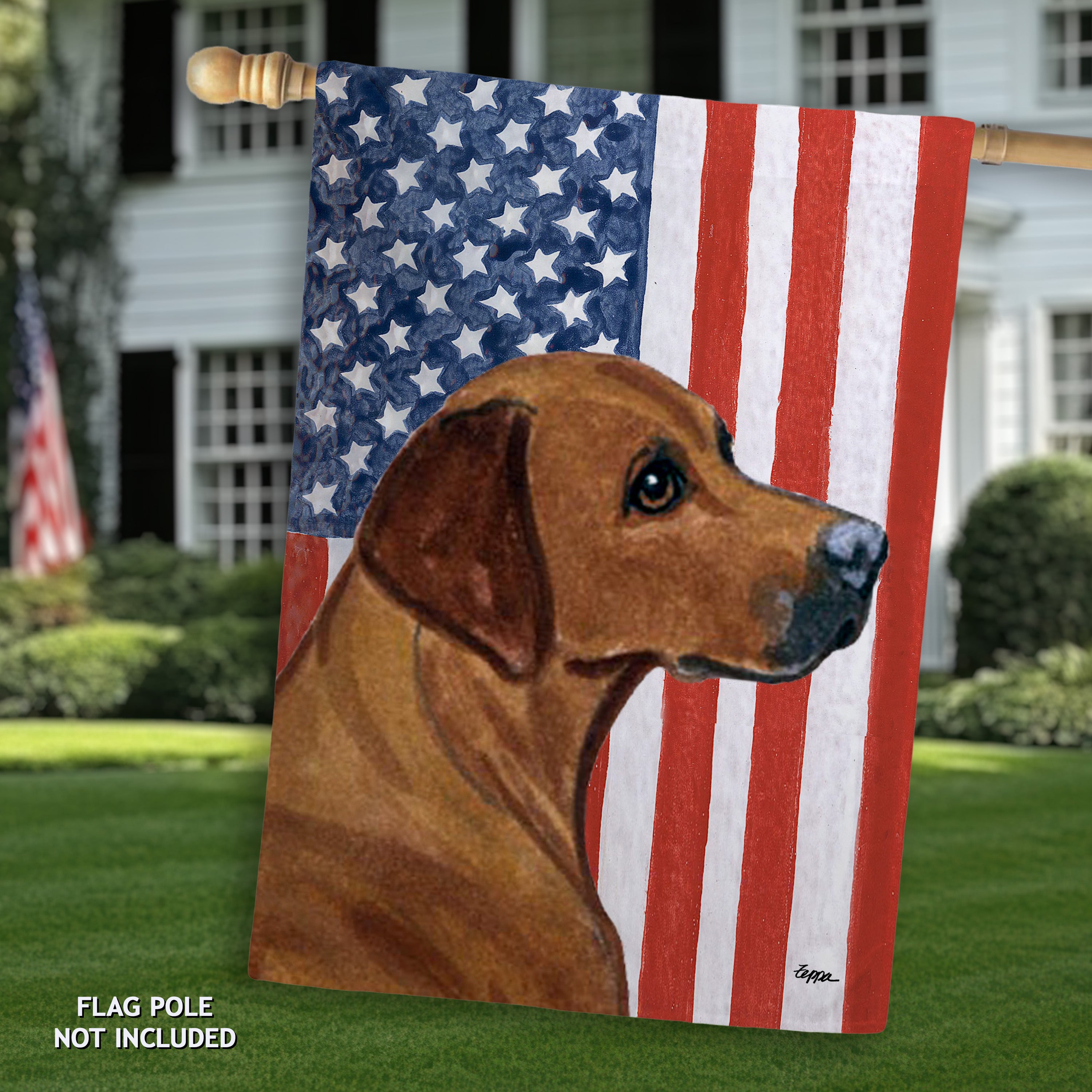 Rhodesian Ridgeback Americana House Flag