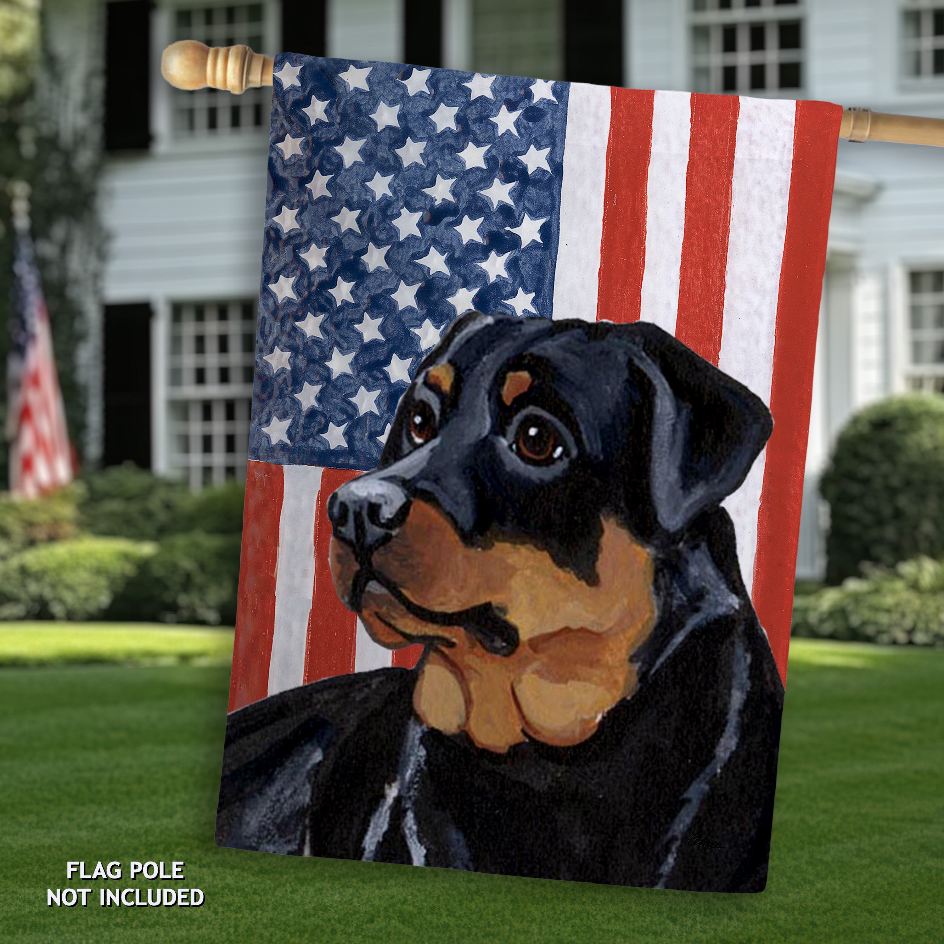 Rottweiler Americana House Flag