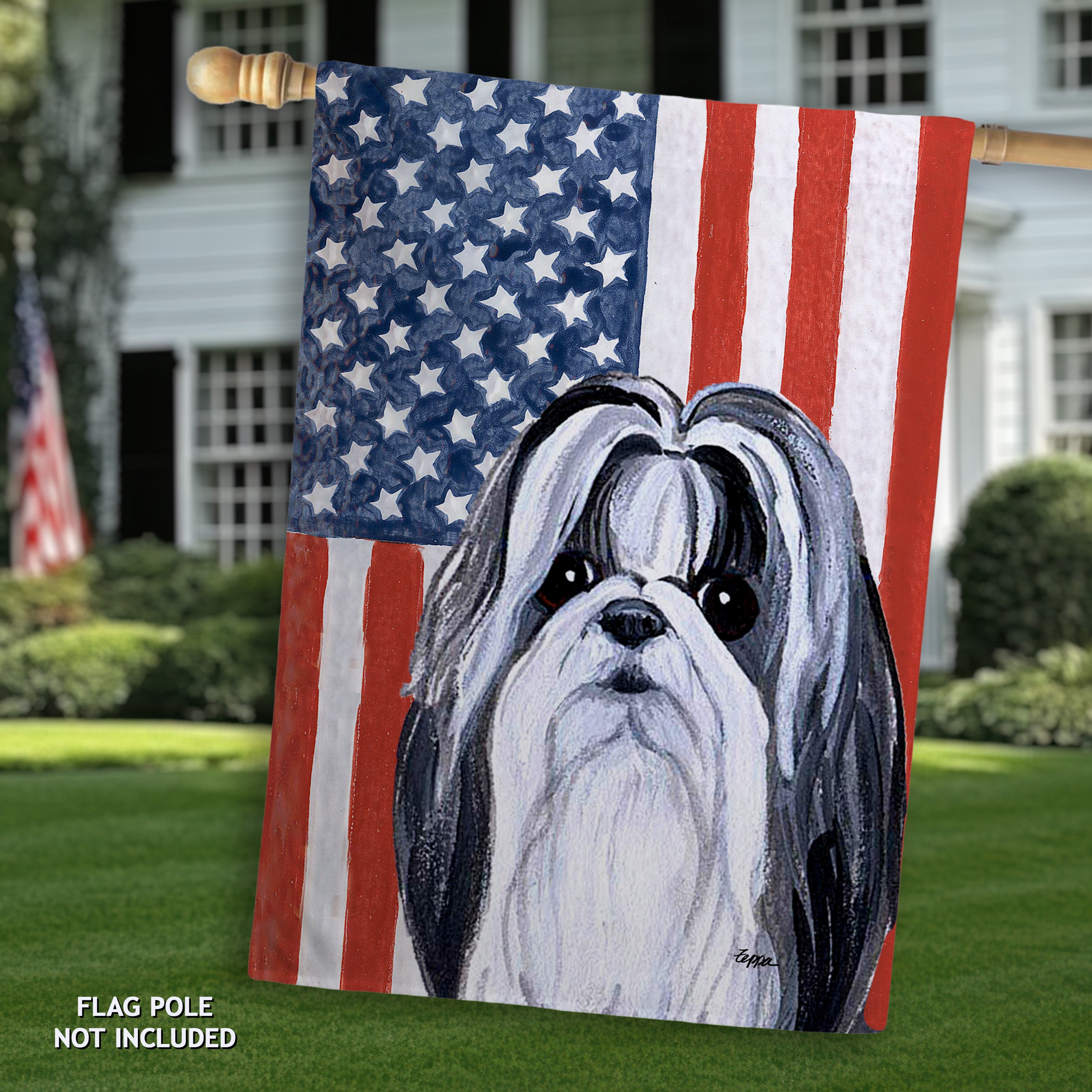 Shih Tzu Americana House Flag