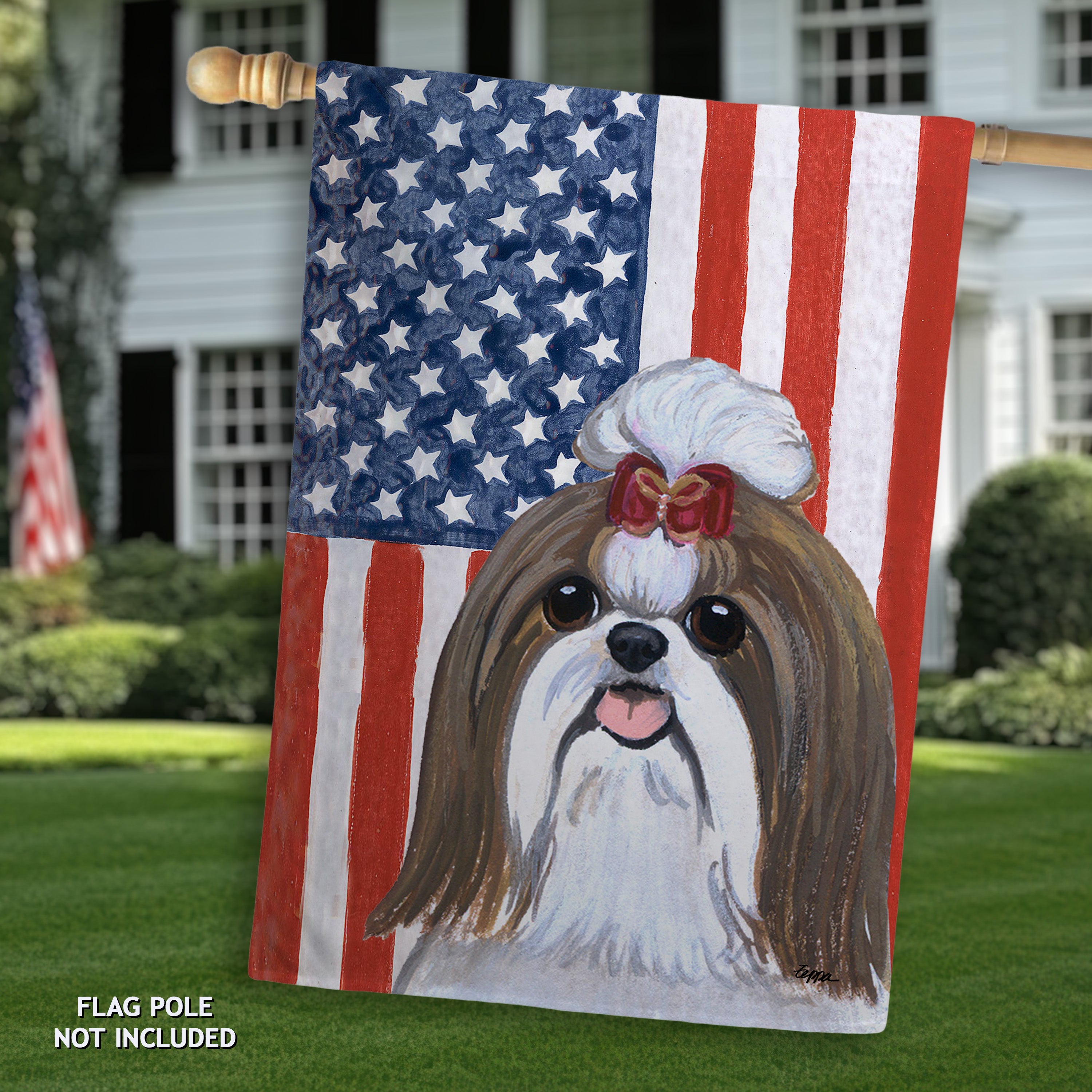 Shih Tzu Americana House Flag