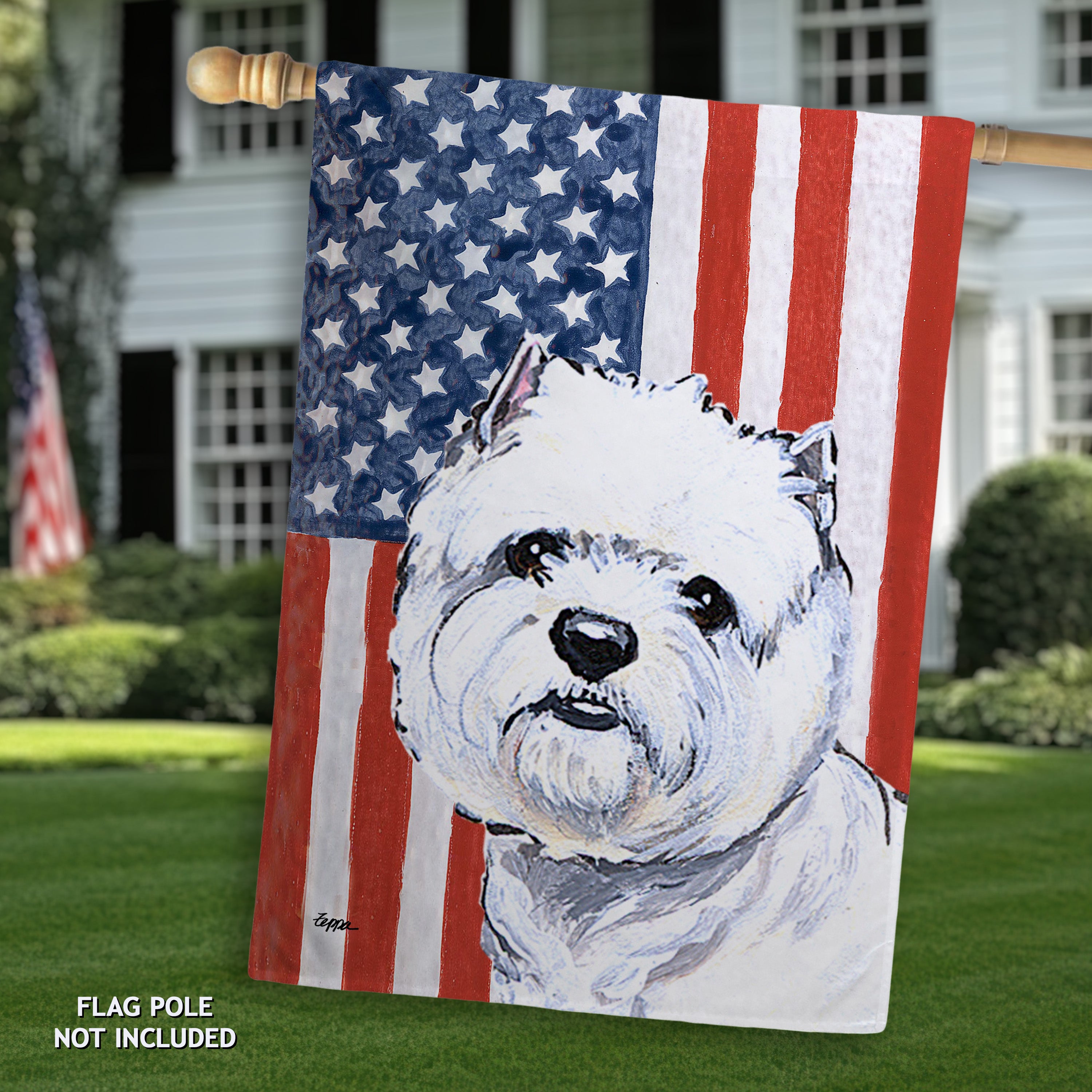 West Highland Terrier Americana House Flag