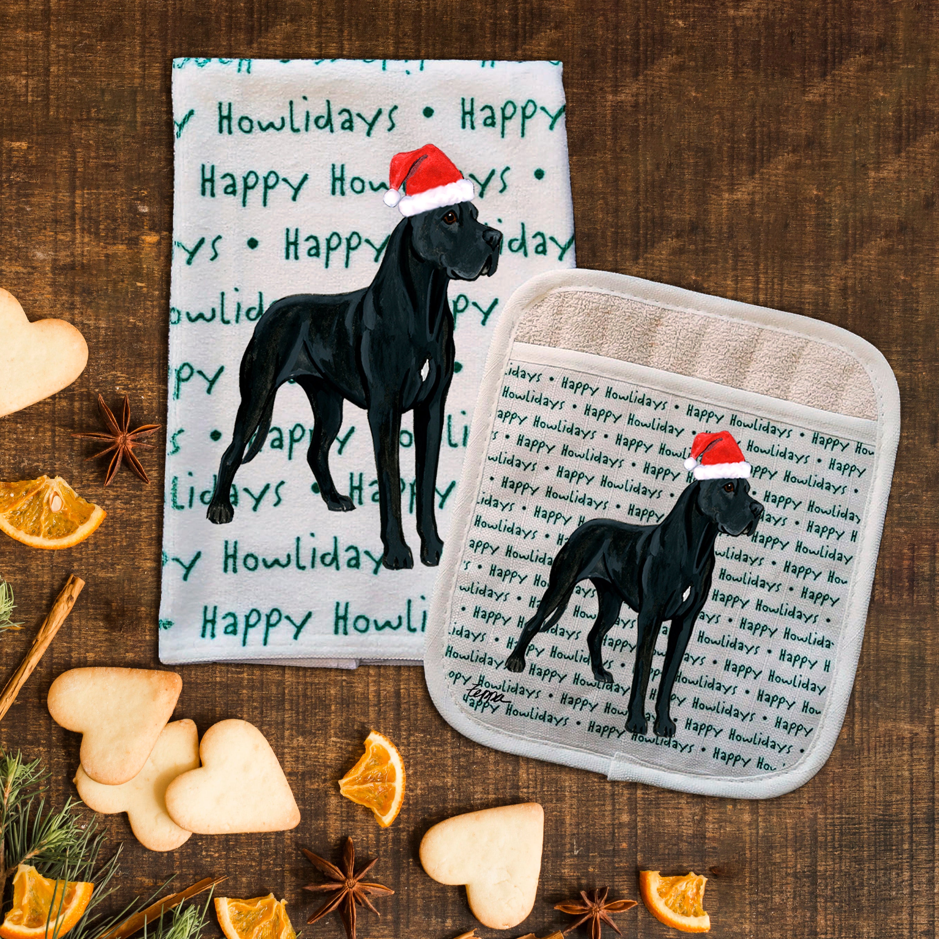 Great Dane Christmas Kitchen Textiles Set