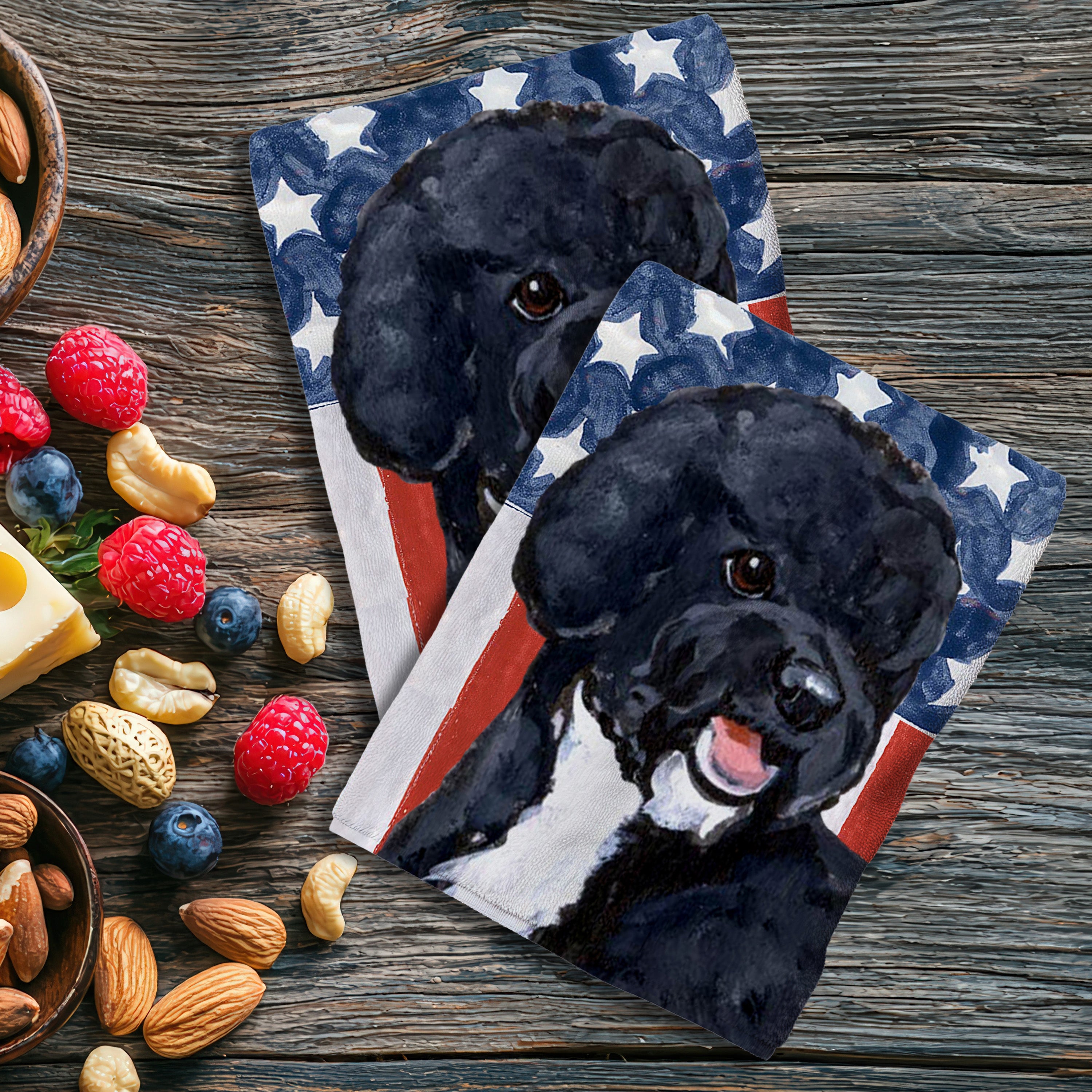 Portuguese Water Dog Black Americana Kitchen Textiles Set