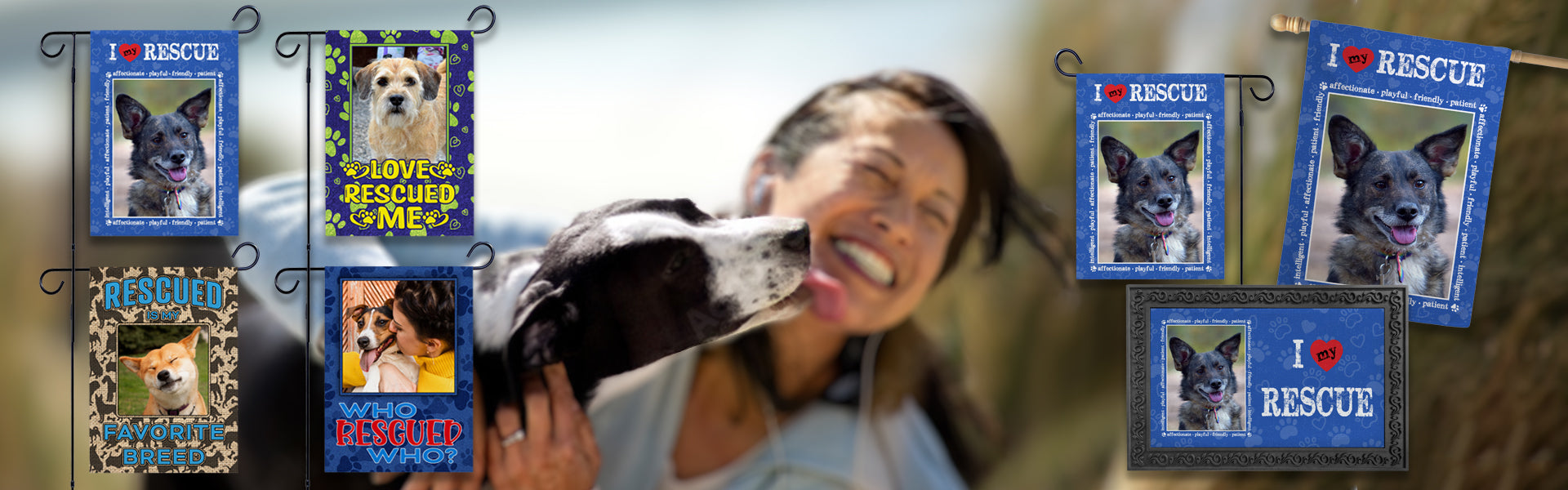 Celebrate your Rescue
with Garden Flags,
House Flags, & Mats!