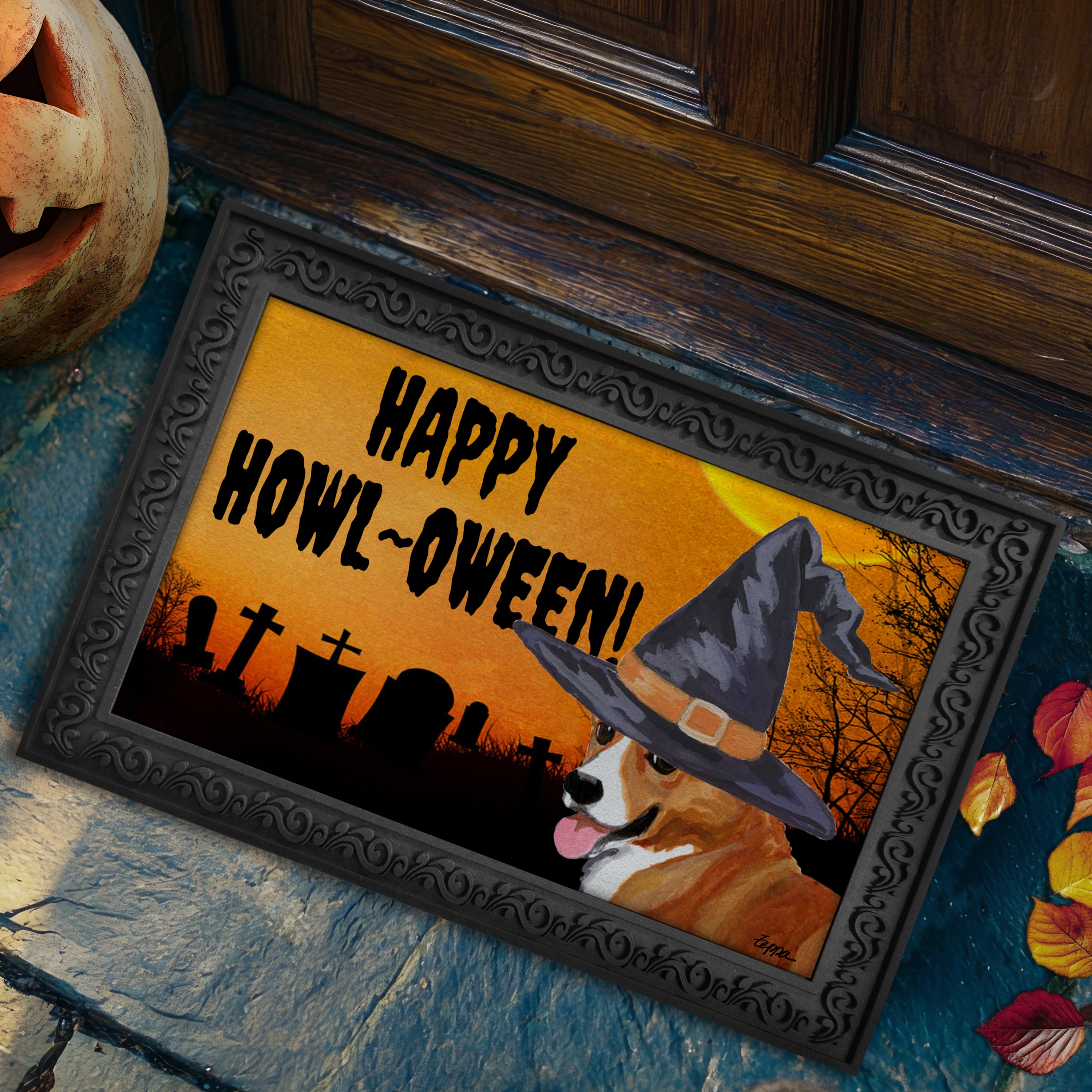 Welsh Corgi Pembroke Halloween Welcome Mat