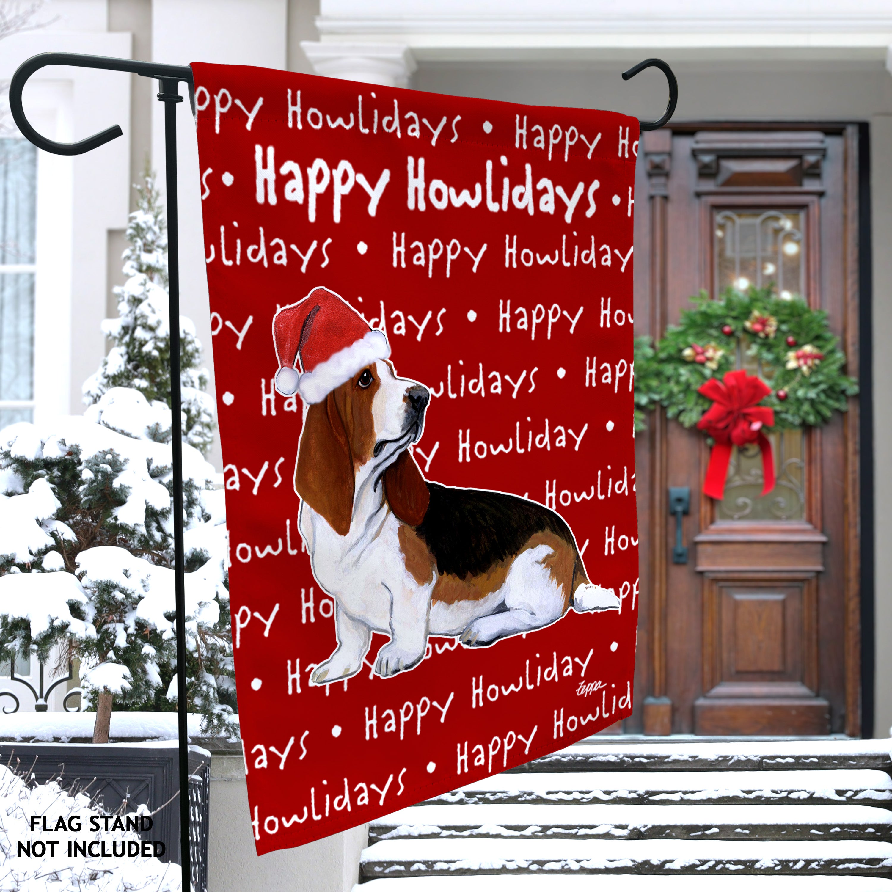 Basset Hound      Christmas Garden Flag