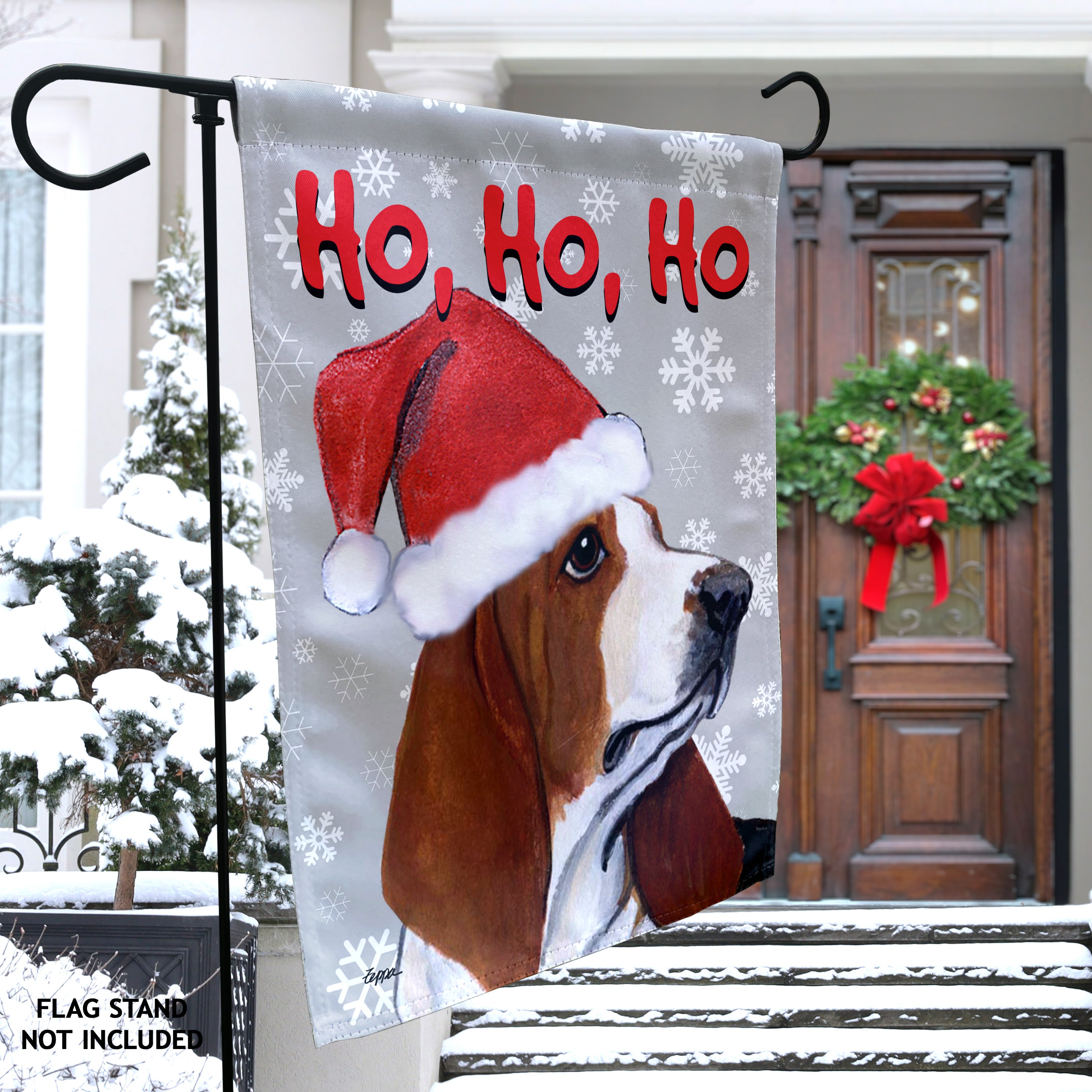 Basset Hound      Christmas Garden Flag