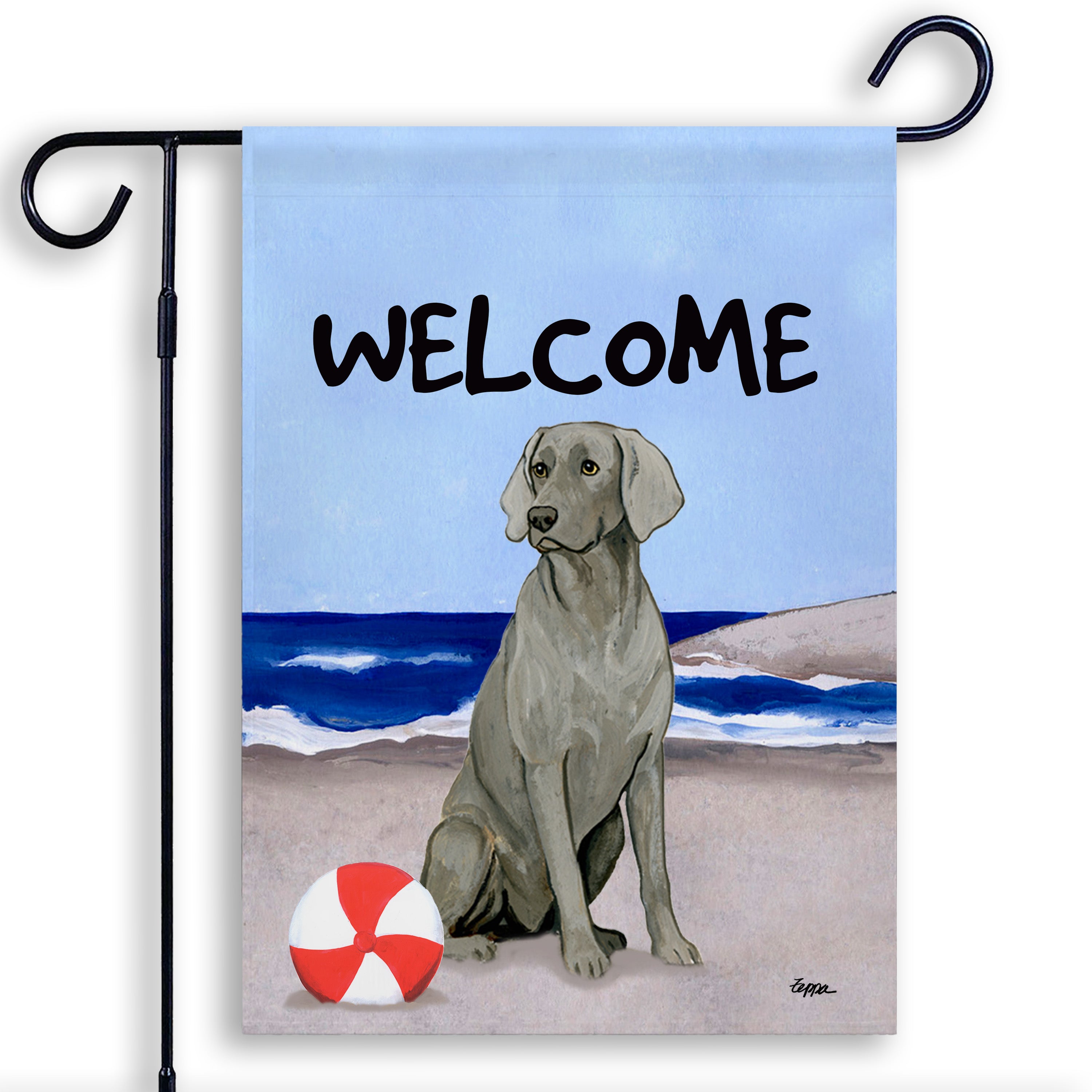 Weimaraner Sitting Garden Flag