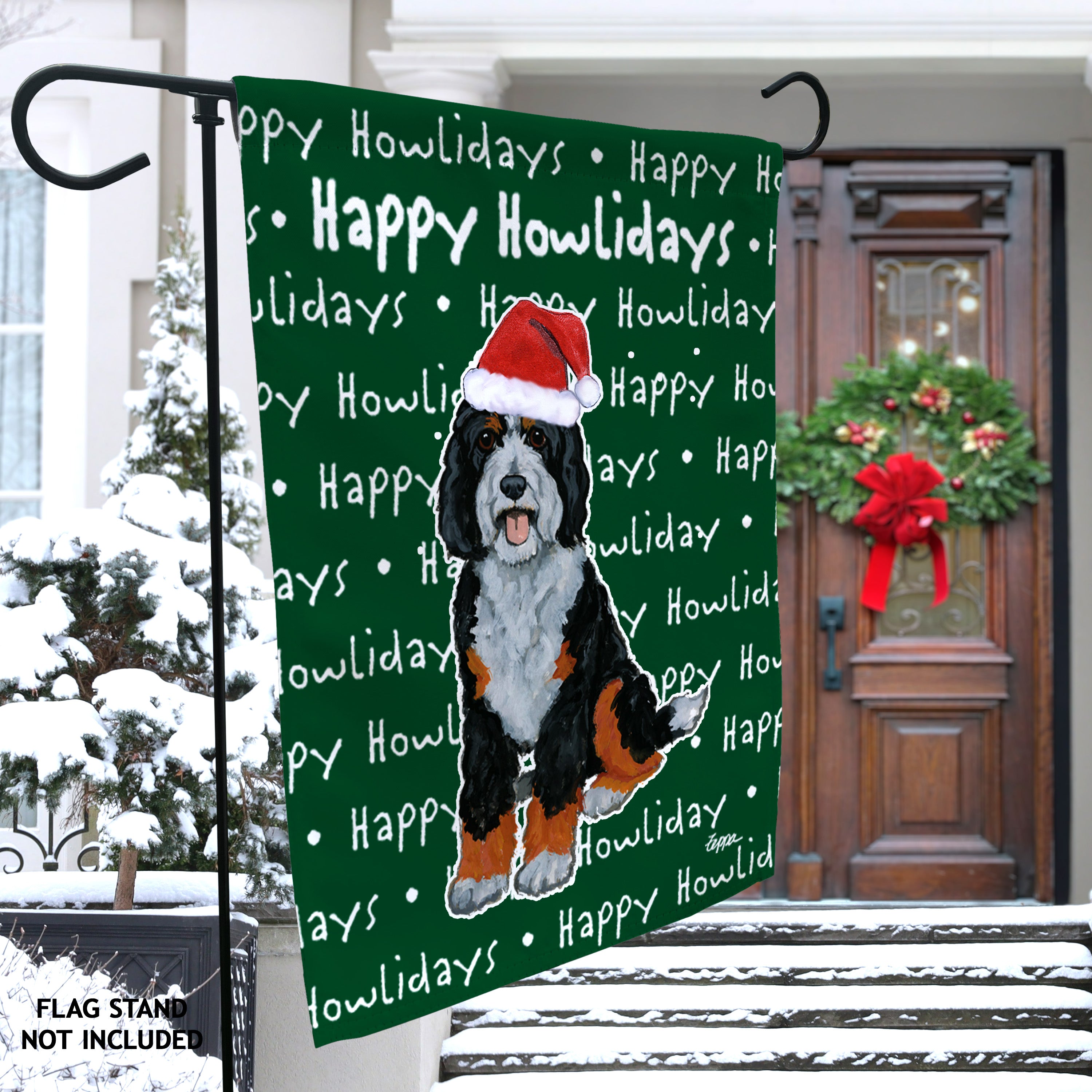 Bernedoodle Christmas Garden Flag