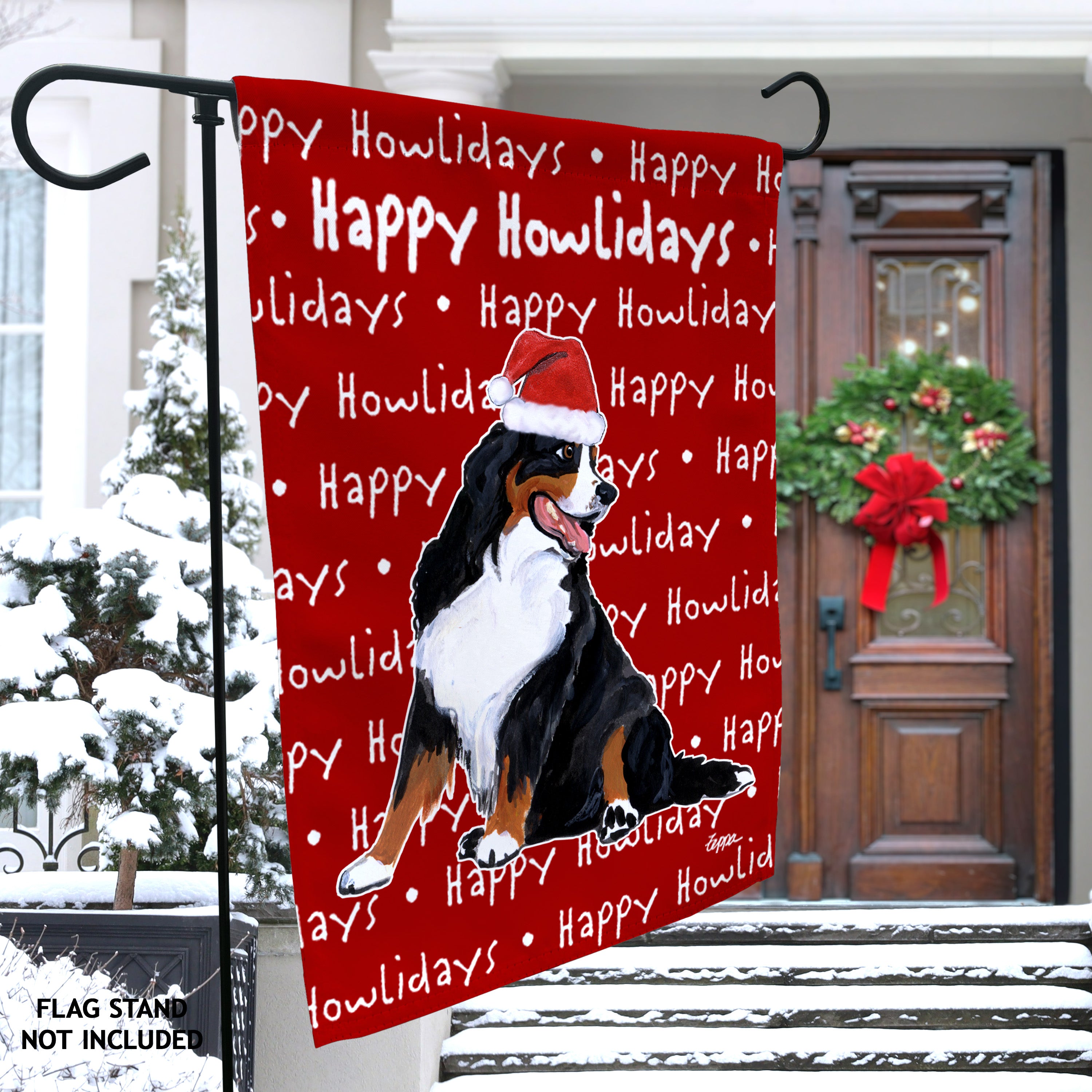 Bernese Mountain Dog Christmas Garden Flag