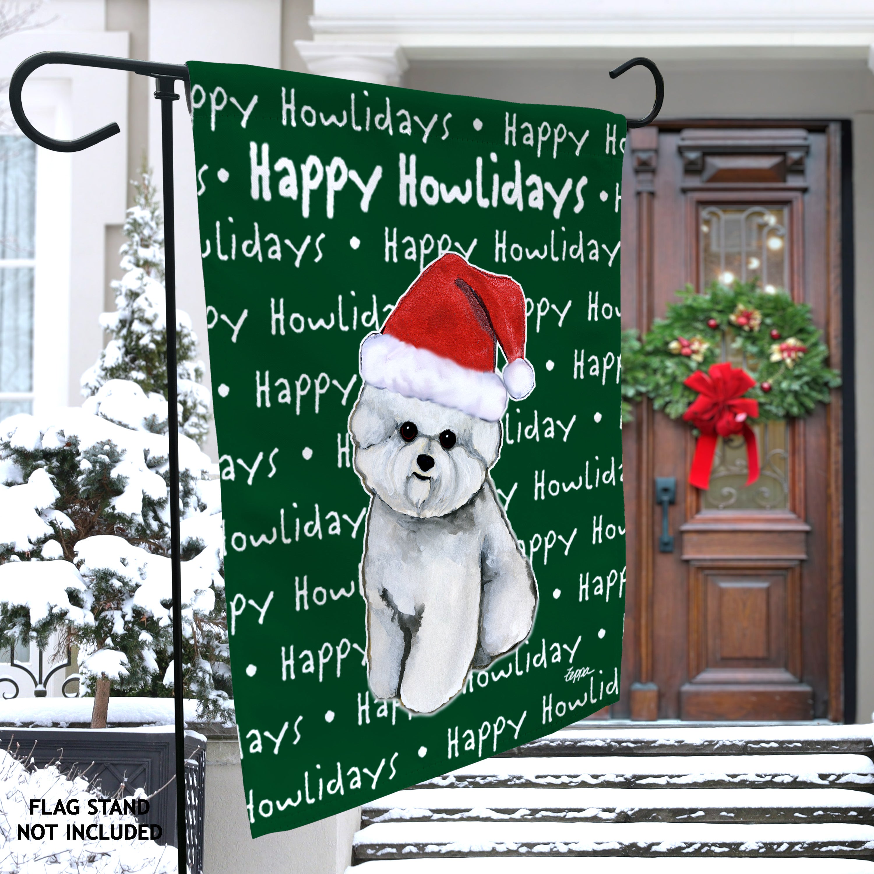 Bichon Frise Christmas Garden Flag
