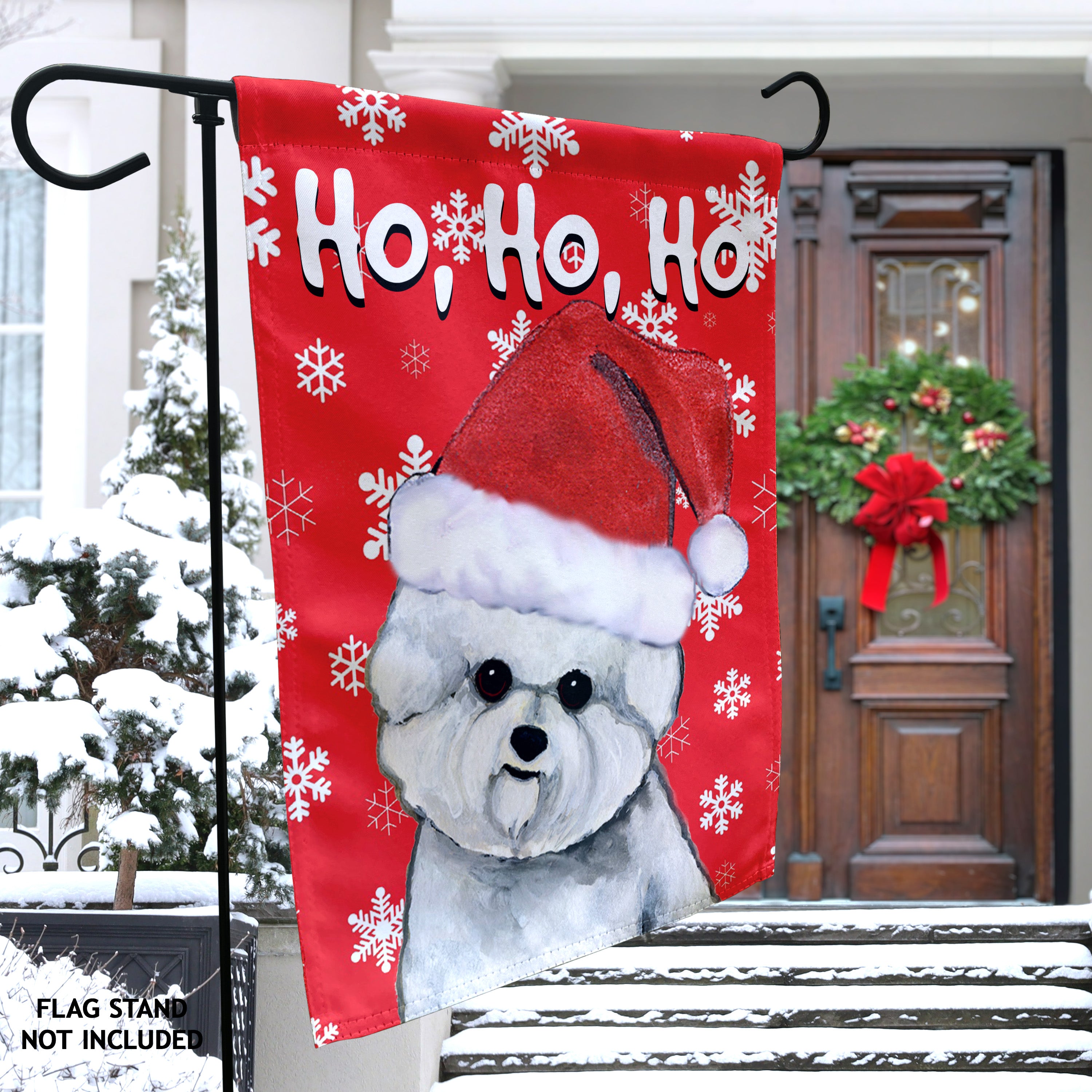 Bichon Frise Christmas Garden Flag