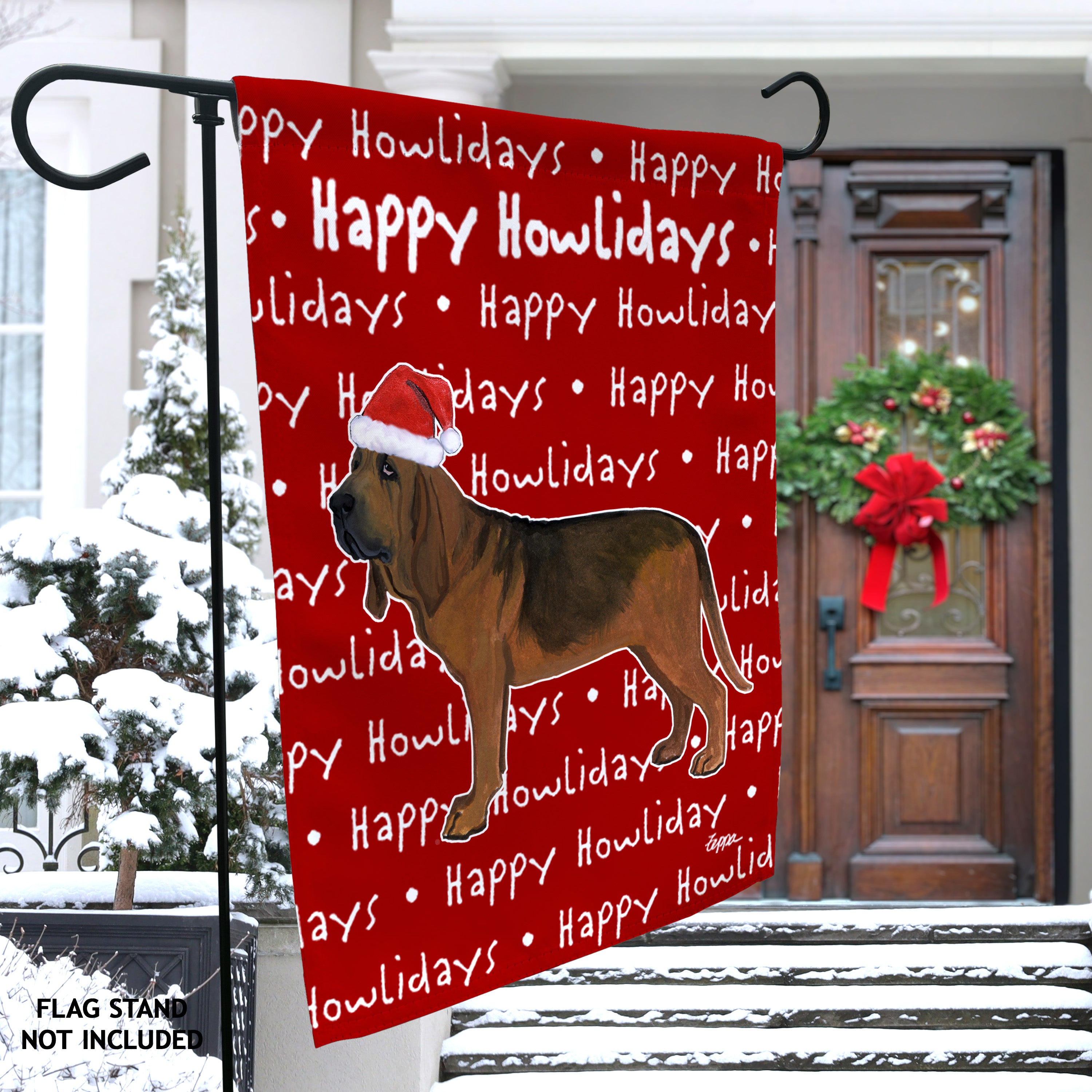Bloodhound Christmas Garden Flag