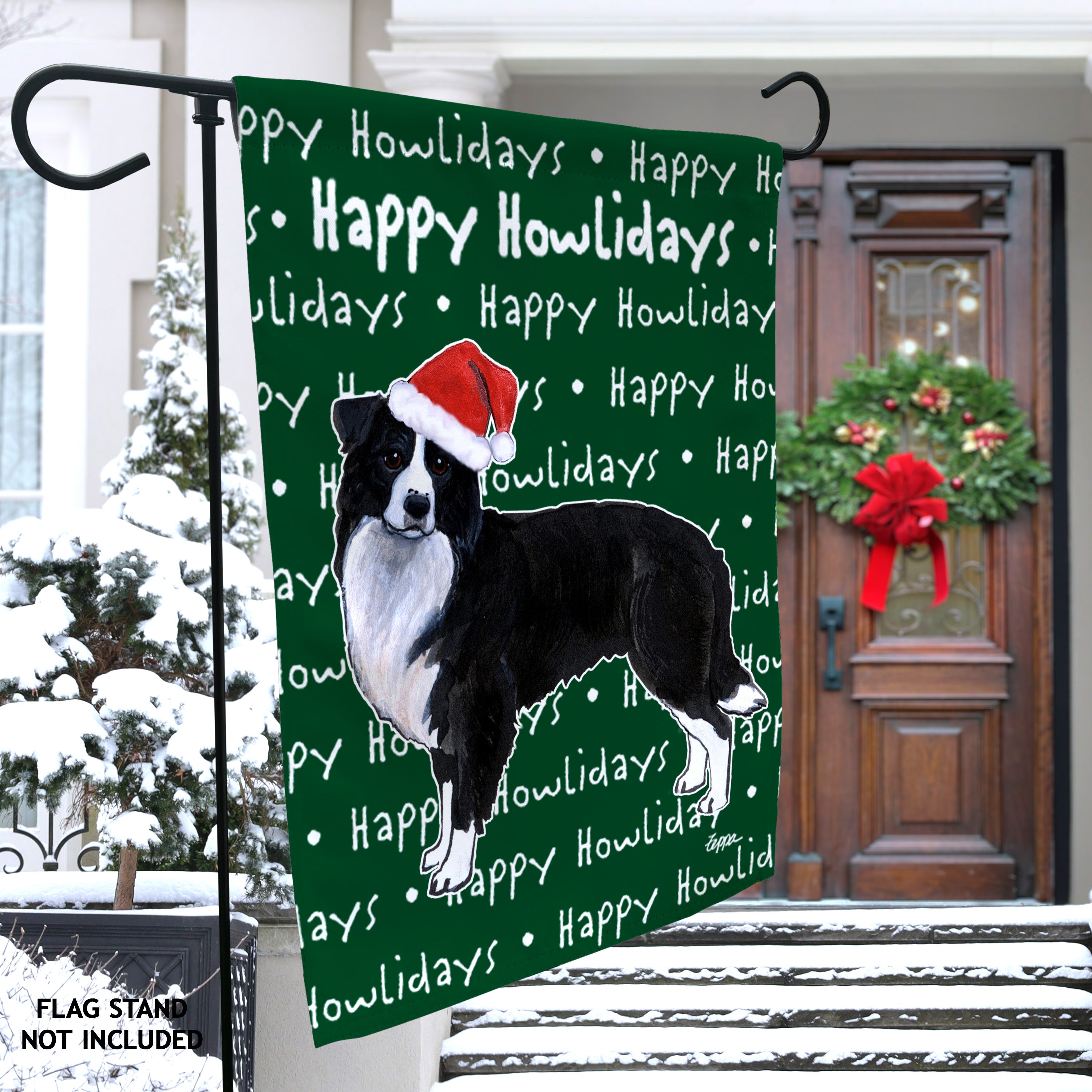 Border Collie Christmas Garden Flag
