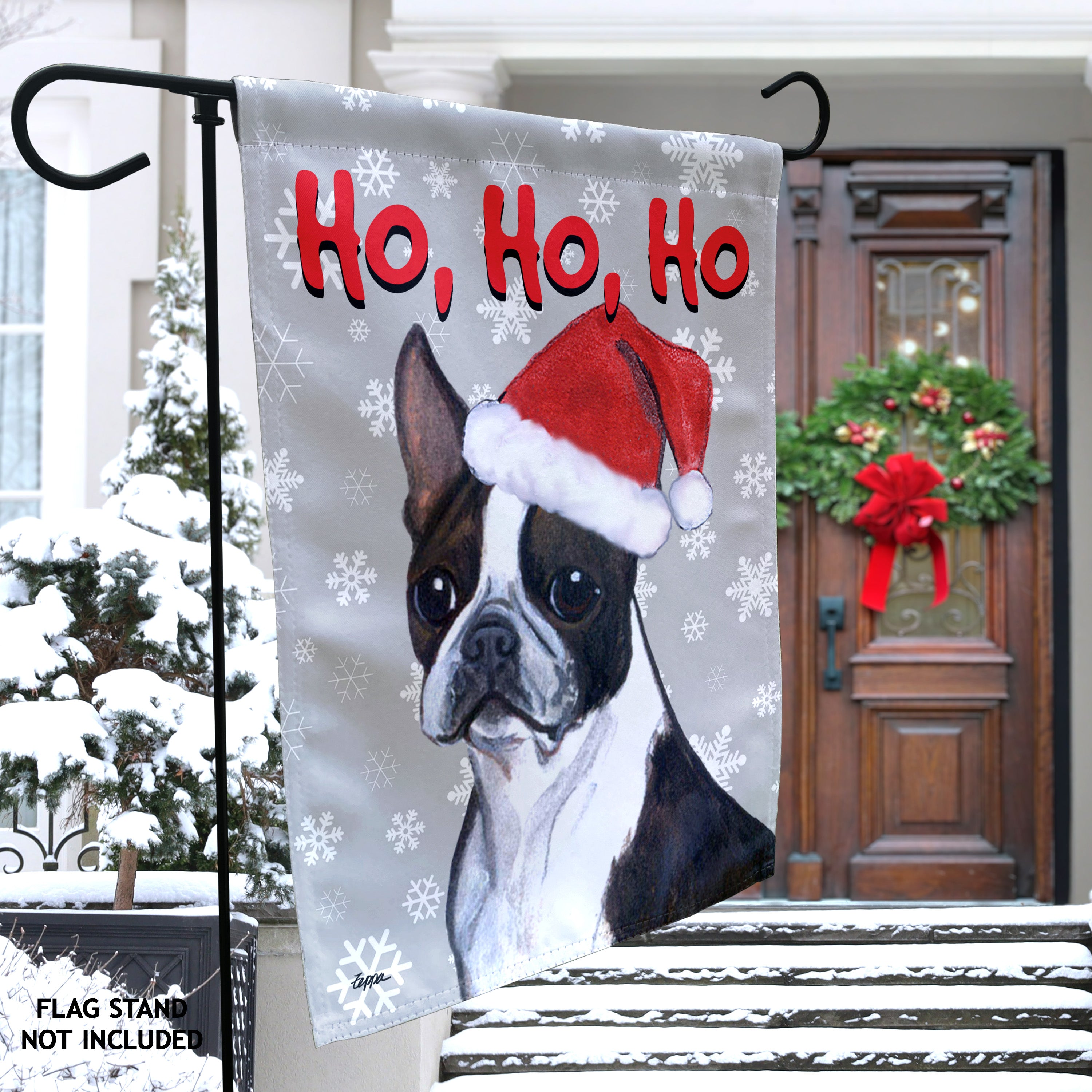 Boston Terrier Christmas Garden Flag