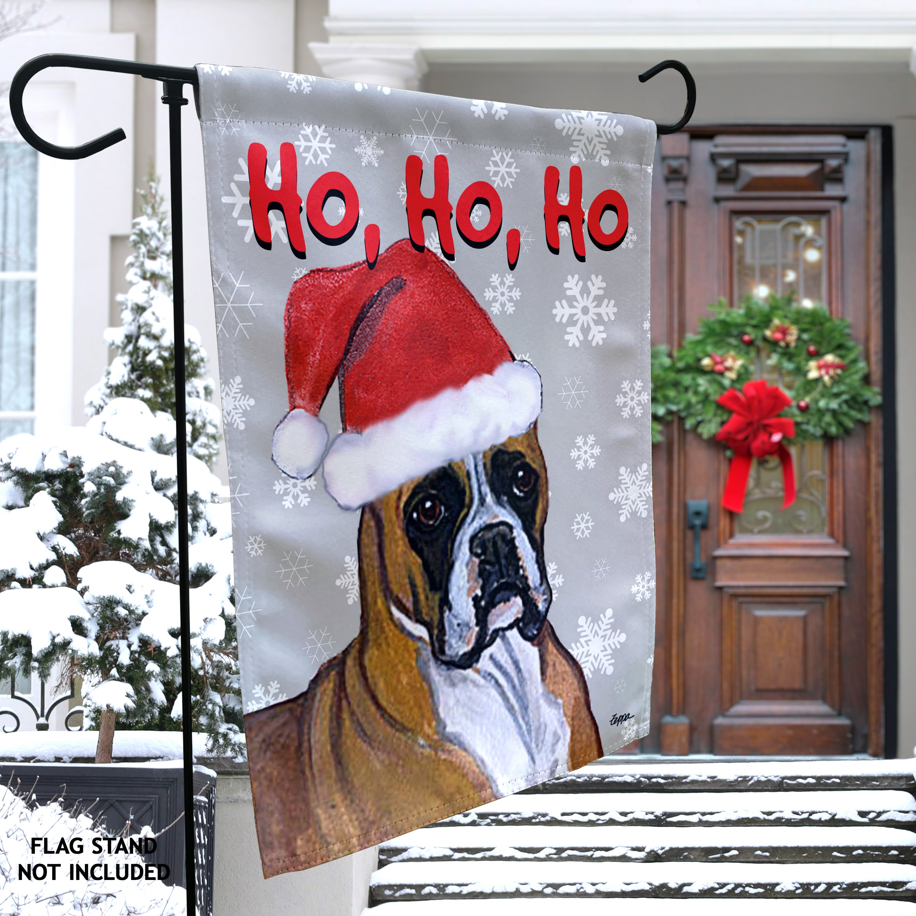 Boxer Lying Christmas Garden Flag