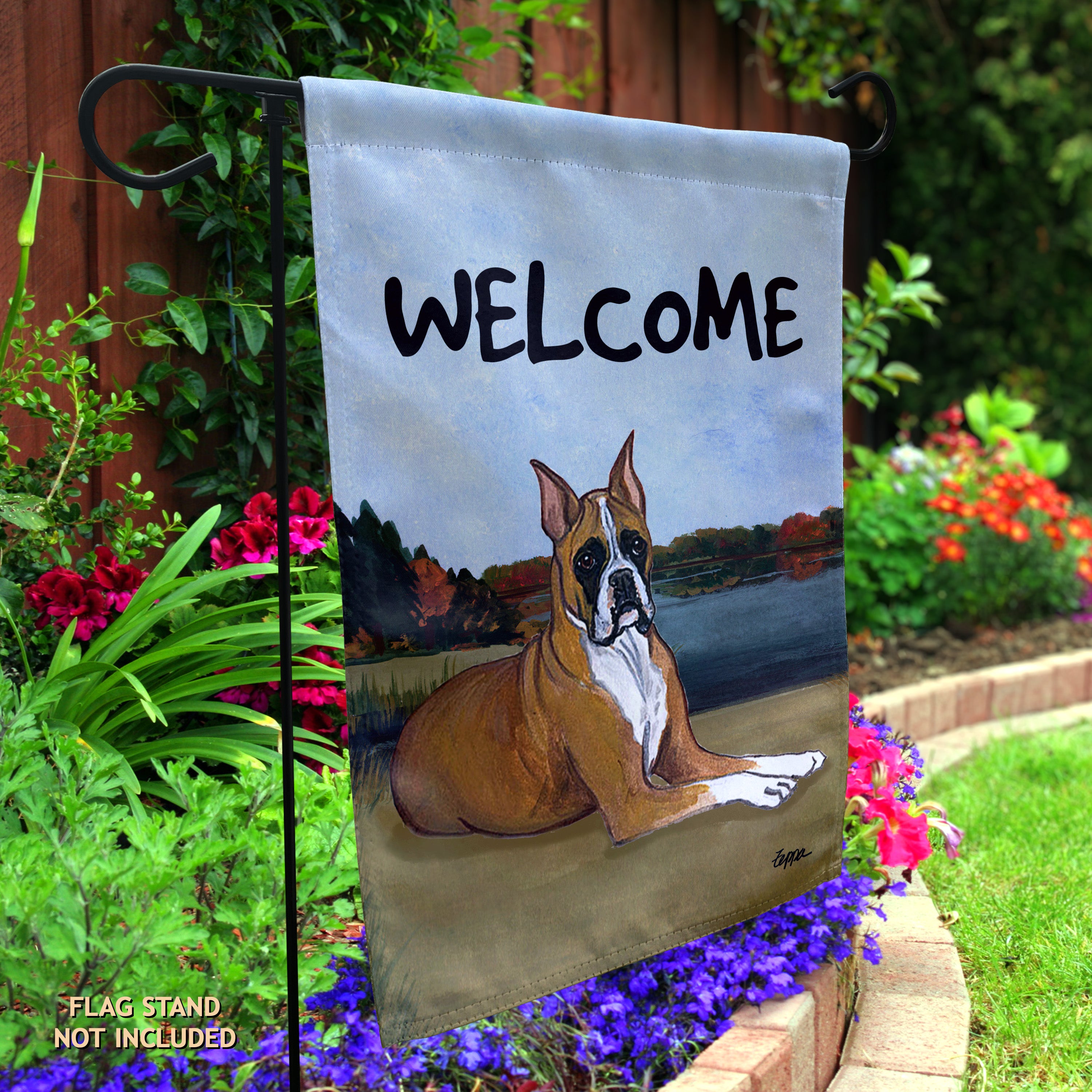 Boxer Lying Garden Flag