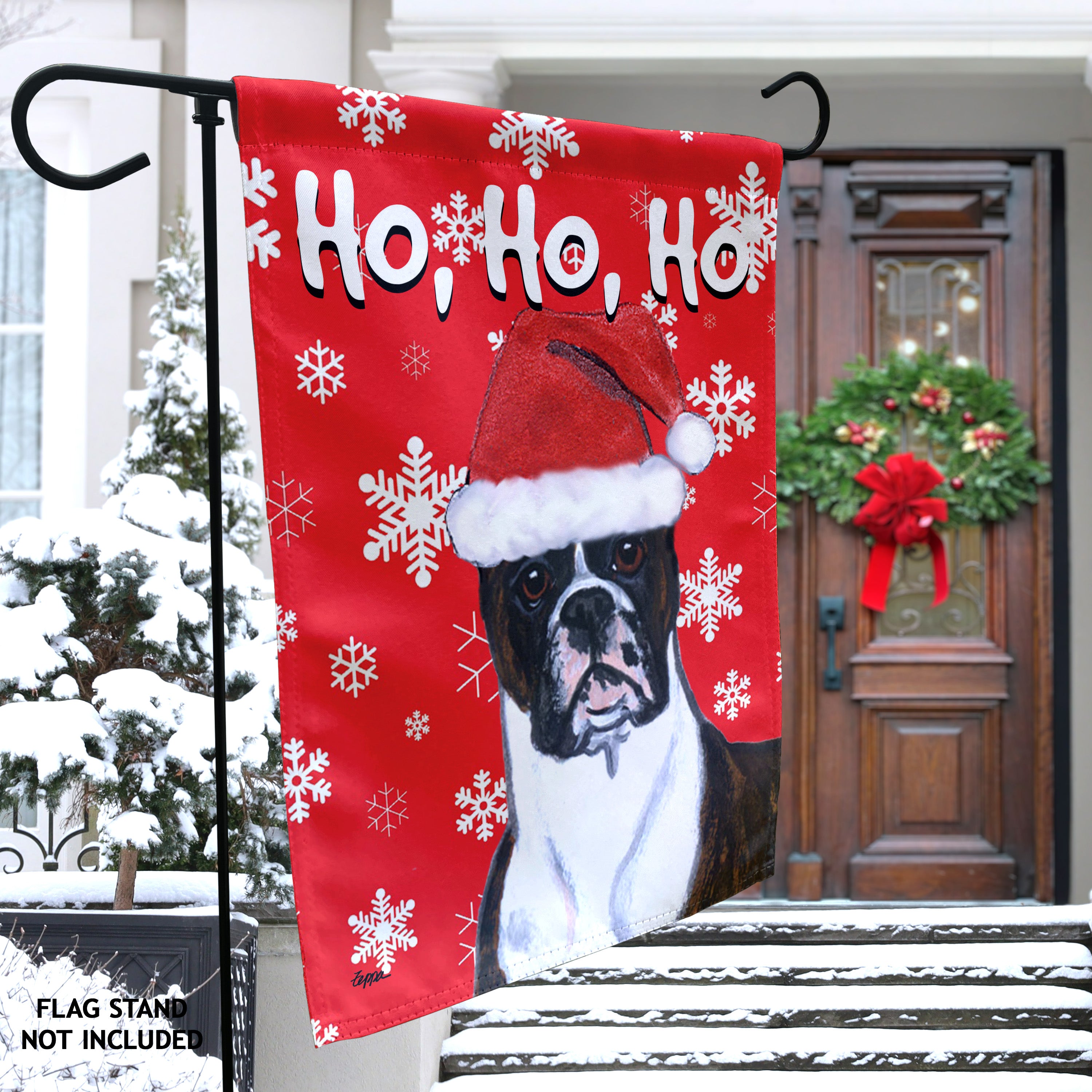Boxer Standing Christmas Garden Flag