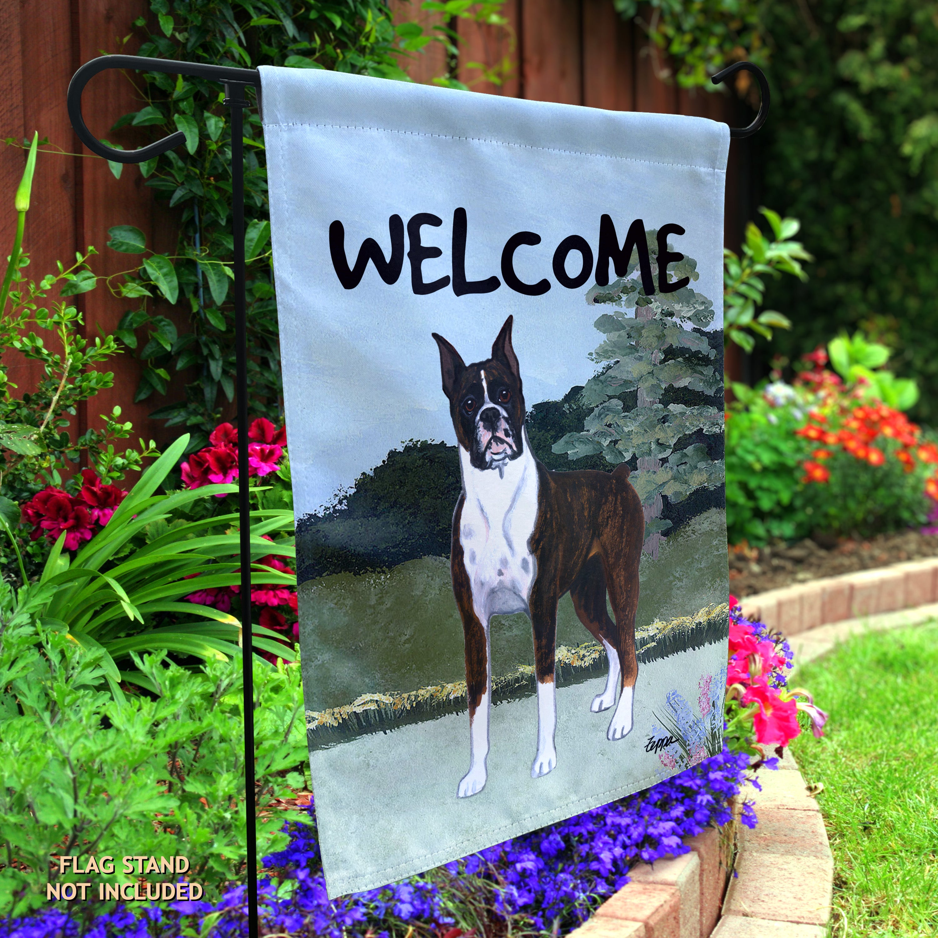 Boxer Standing Garden Flag