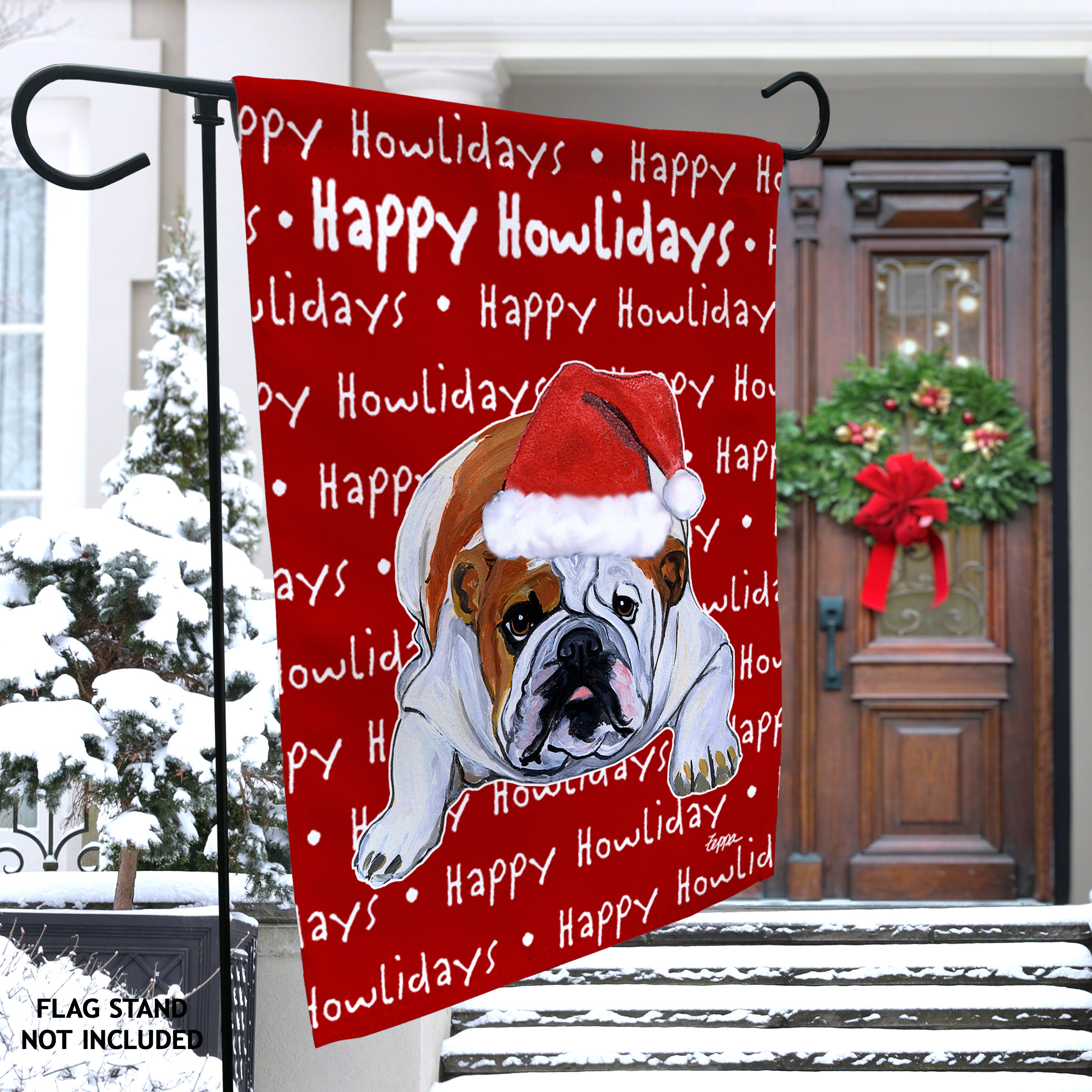 English Bulldog Christmas Garden Flag