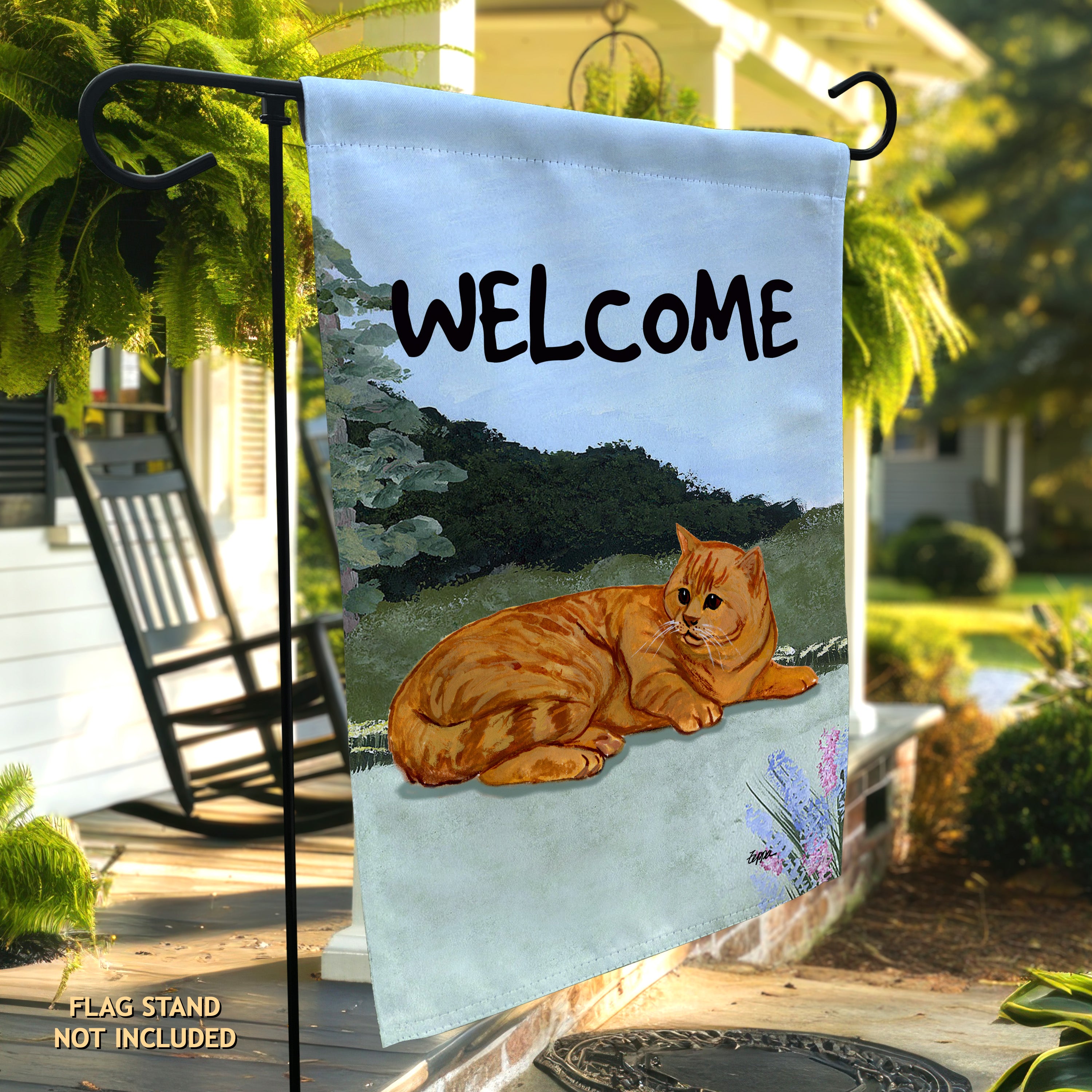 Ornage Tabby Cat Garden Flag